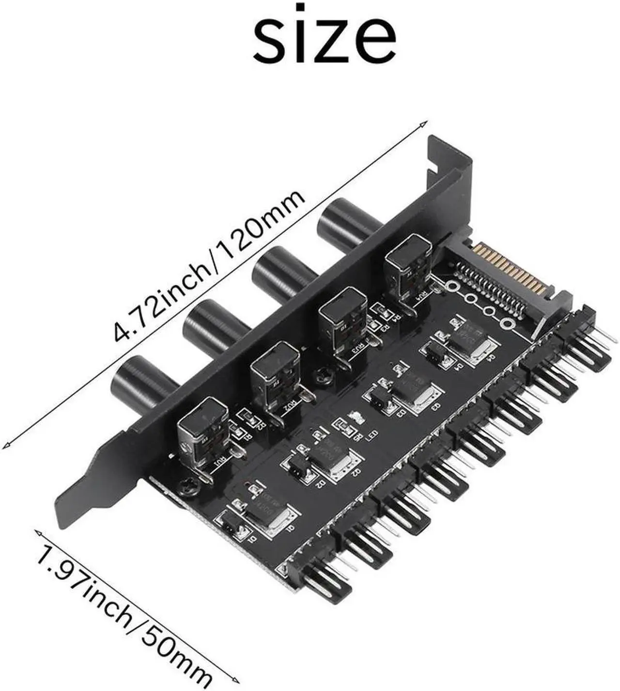 Alt view image 3 of 4 - Ruth's sister Pc 8 Channels Fan Hub 4 Knob Cooling Fan Speed Controller For Cpu Case Hdd Vga Pwm Fan Pci Bracket Power By 12V Fan Control