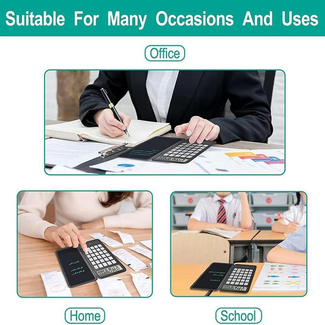 Alt view image 4 of 4 - Ruth's sister Calculator,6.5-Inch Writing Tablet And Pen, Rechargeable Multifunctional Foldable Portable Silent Calculator Notepad
