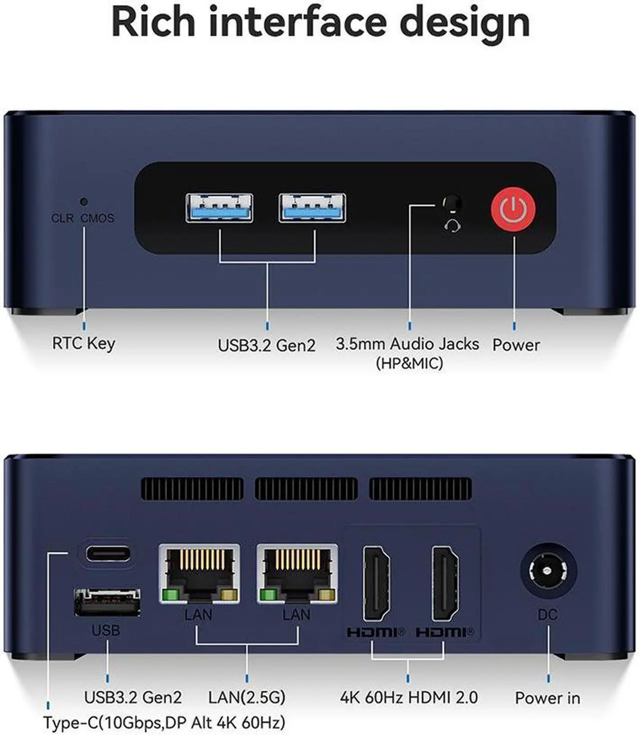 Alt view image 7 of 7 - Beelink Mini PC EQ12, Intel 12th N100 (up to 3.40GHz) Gen 4 Cores,RAM-16GB SSD-500GB DDR5 Triple 4K Display Dual 2.5Gbps WiFi6 Bluetooth5.2