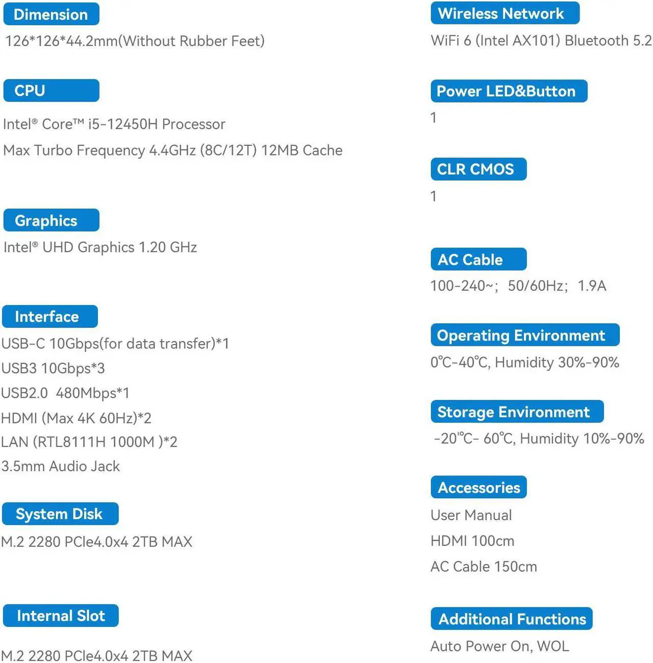 Alt view image 4 of 7 - Beelink Mini PC EQi12, Intel Core i5-12450H(up to 4.4GHz), RAM-24GB SSD-1TB, DDR5 5200MHz, WiFi6 Bluetooth5.2, Mini PC Gaming Office Home, HDMI PC Dark Blue