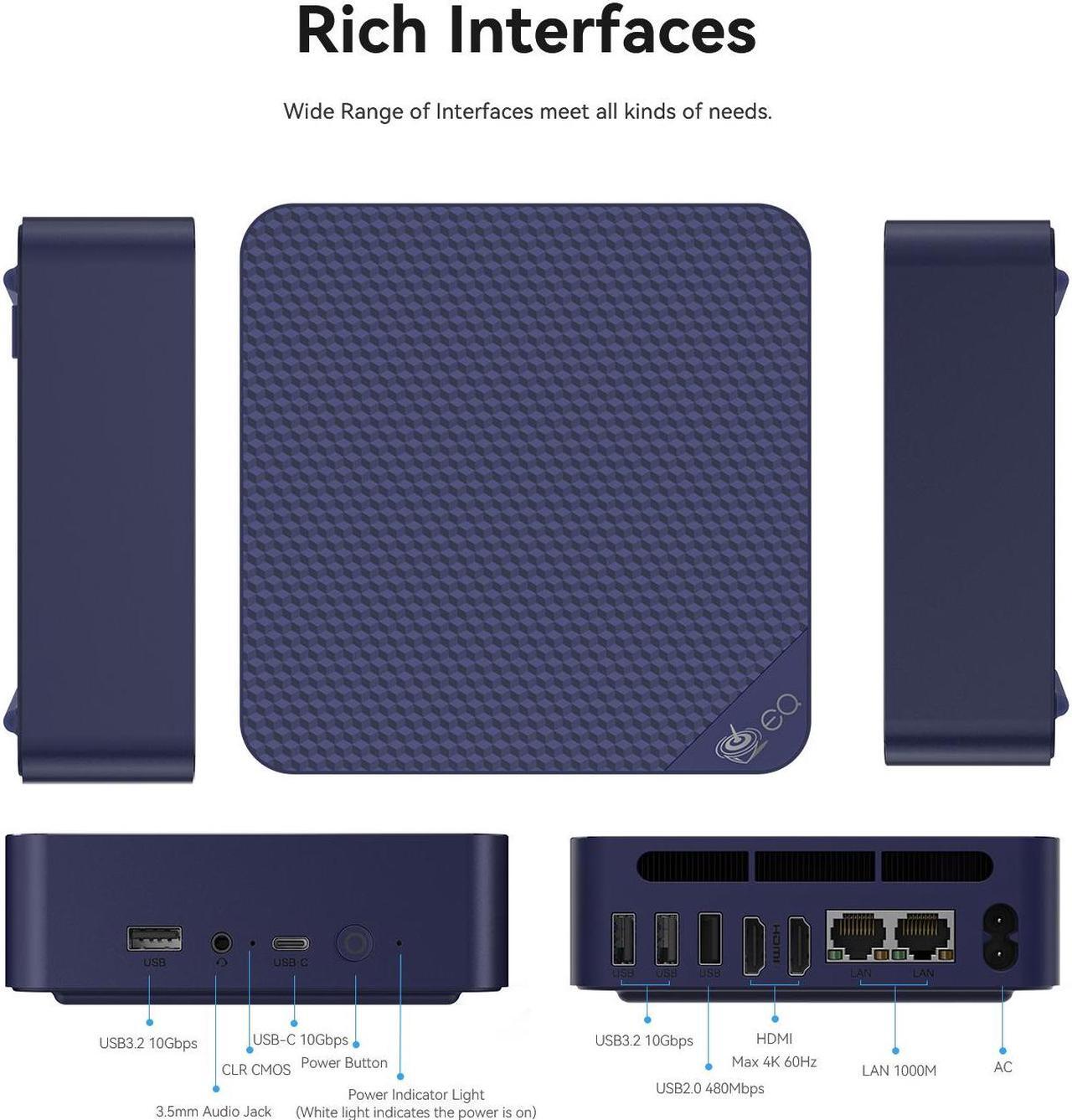 Alt view image 5 of 7 - Beelink Mini PC EQ13, Intel Alder Lake N200(up to 3.7GHz,4C/4T), RAM-16GB SSD-500GB, DDR4 3200MHz, WiFi6(Intel AX101) Bluetooth5.2, Mini PC Gaming Office Home, HDMI PC