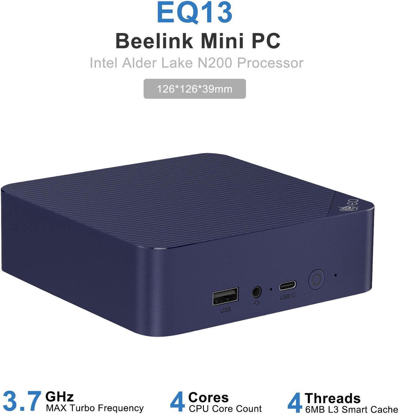 Main image of Beelink Mini PC EQ13, Intel Alder Lake N200(up to 3.7GHz,4C/4T), RAM-16GB SSD-500GB, DDR4 3200MHz, WiFi6(Intel AX101) Bluetooth5.2, Mini PC Gaming Office Home, HDMI PC