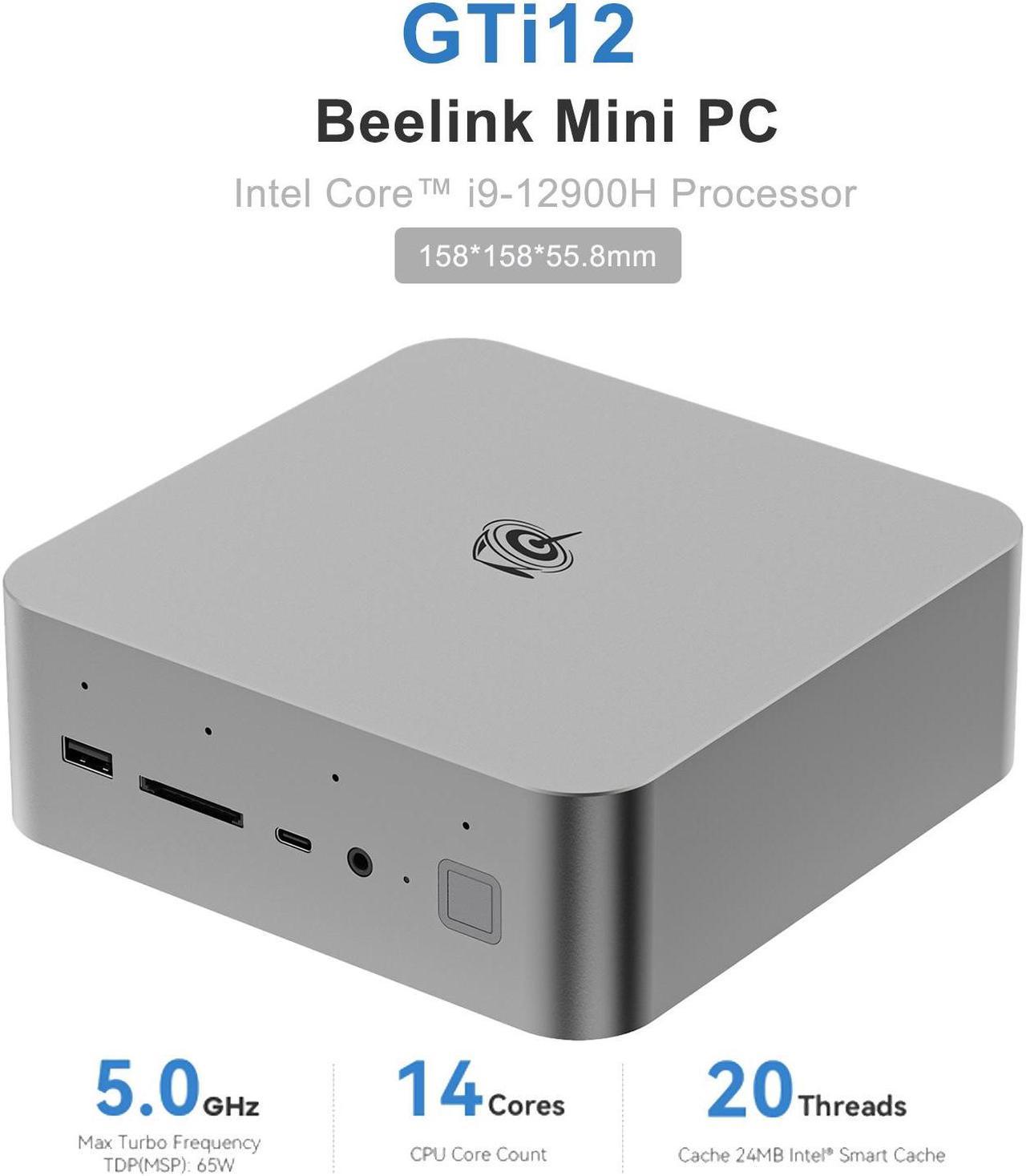 Beelink Mini PC GTi12 Ultra, Intel Core i9-12900H(up to 5.0GHz), RAM-32GB SSD-1TB, DDR5 4800MHz, WiFi6 Bluetooth5.2, Mini PC Gaming Office Home, DP HDMI PC Gray