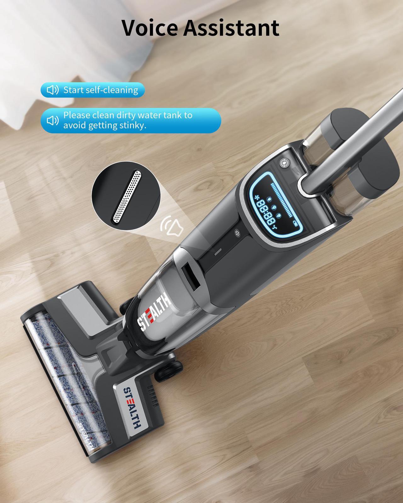 Alt view image 4 of 7 - STEALTH Cordless Vacuum Cleaner, Handheld Wet Dry Vacuum Cleaner and Mop, Self Cleaning Function Upright Vacuum, Strong Suction, Multi Surface Floor Cleaner Machine, ECVP01