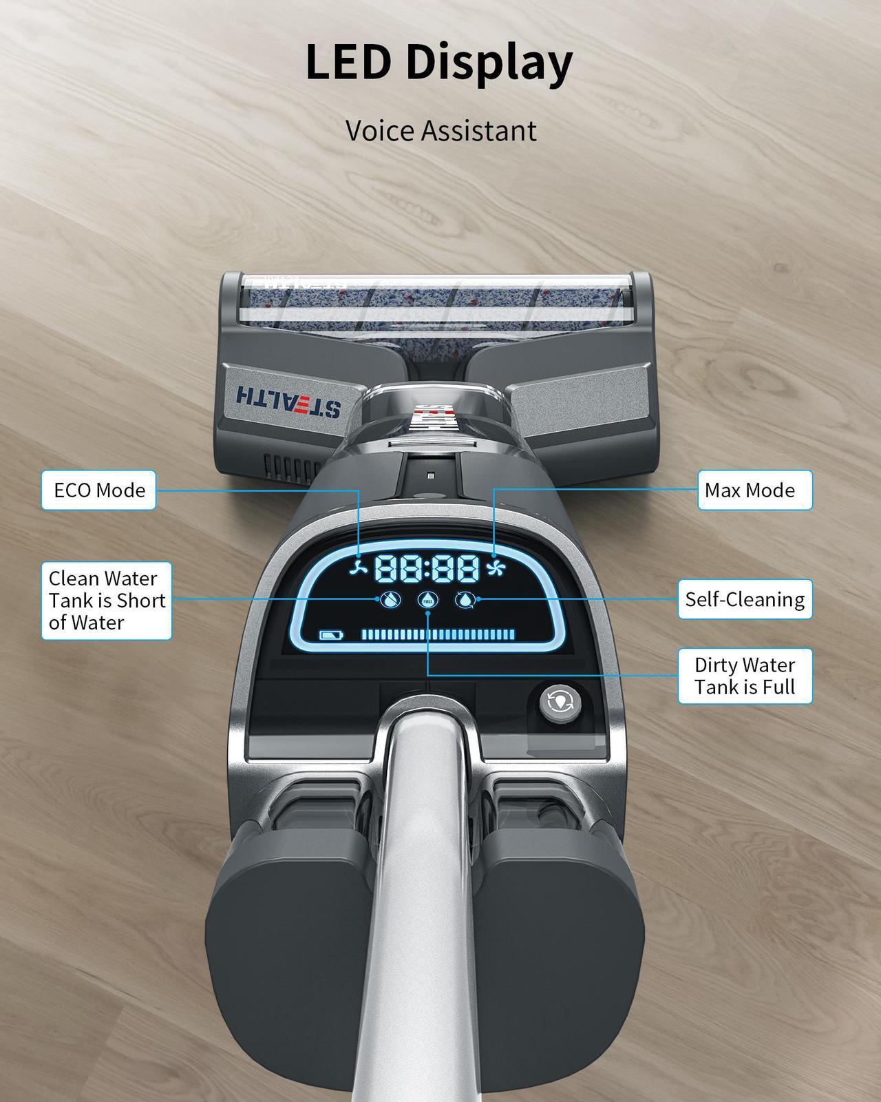 Alt view image 6 of 7 - STEALTH Cordless Vacuum Cleaner, Handheld Wet Dry Vacuum Cleaner and Mop, Self Cleaning Function Upright Vacuum, Strong Suction, Multi Surface Floor Cleaner Machine, ECVP01