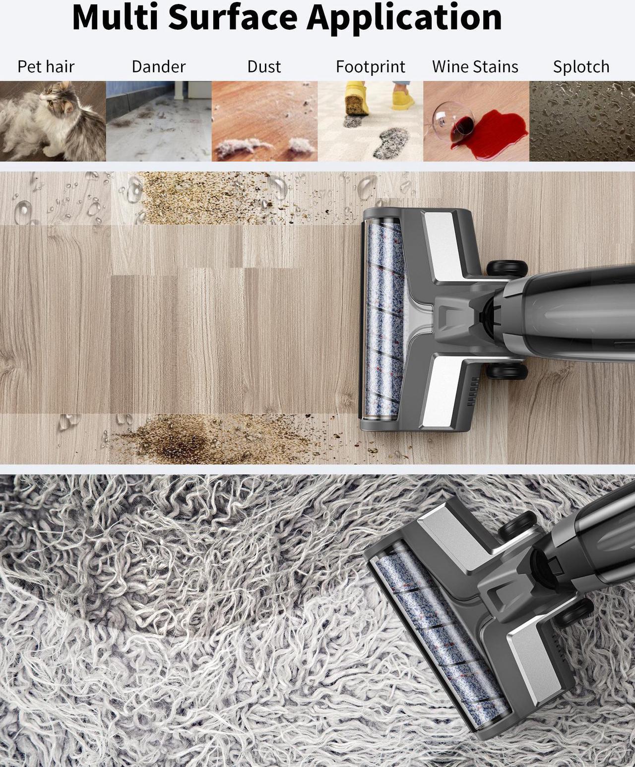Alt view image 3 of 7 - STEALTH Cordless Vacuum Cleaner, Handheld Wet Dry Vacuum Cleaner and Mop, Self Cleaning Function Upright Vacuum, Strong Suction, Multi Surface Floor Cleaner Machine, ECVP01