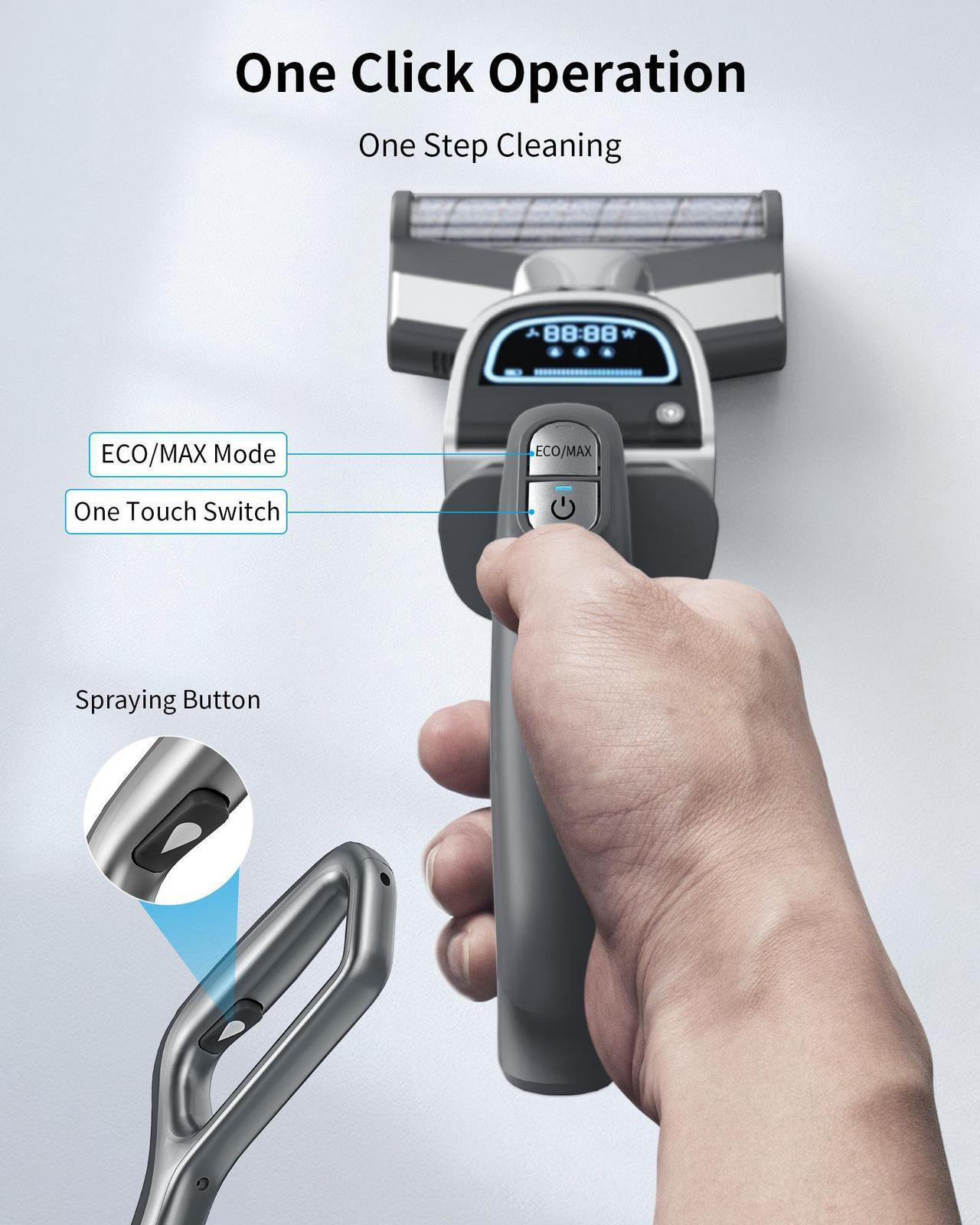 Alt view image 7 of 7 - STEALTH Cordless Vacuum Cleaner, Handheld Wet Dry Vacuum Cleaner and Mop, Self Cleaning Function Upright Vacuum, Strong Suction, Multi Surface Floor Cleaner Machine, ECVP01