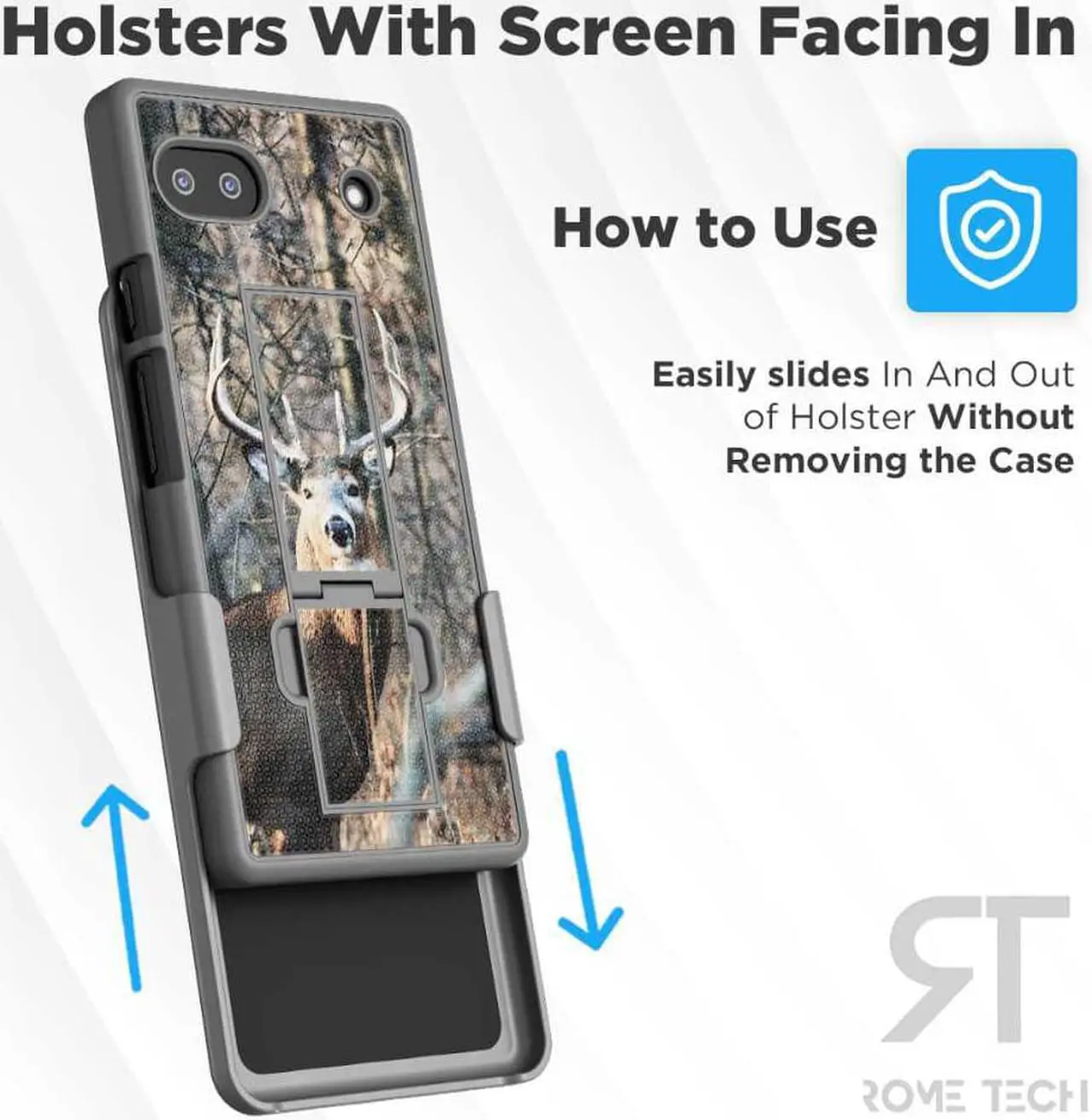 Alt view image 4 of 5 - Shell Holster Combo Case for Google Pixel 6a Camo Deer