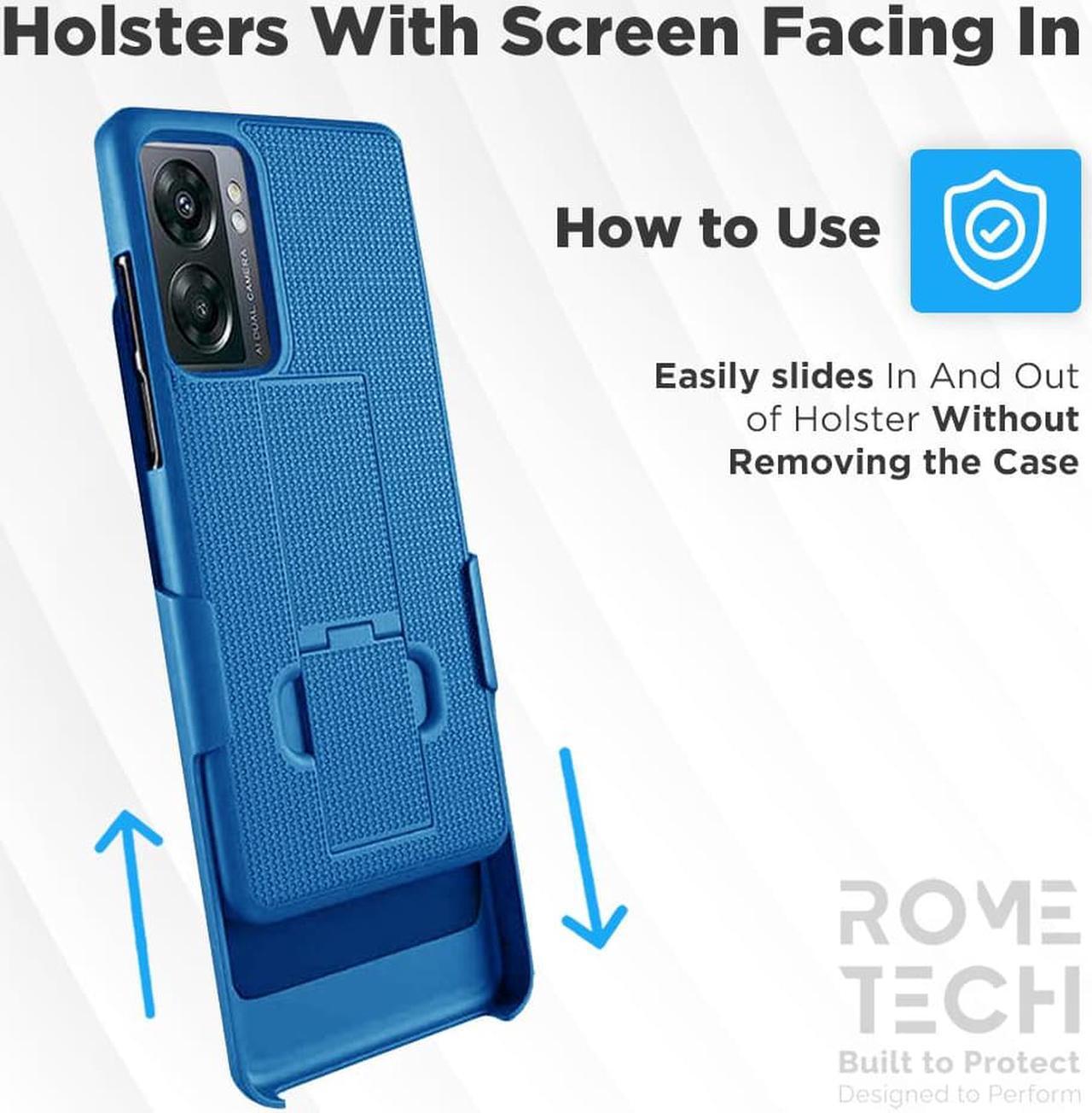 Alt view image 4 of 5 - OnePlus Nord N300 5G 6.49" (2021) Rome Tech Shell Holster Combo Case - Blue