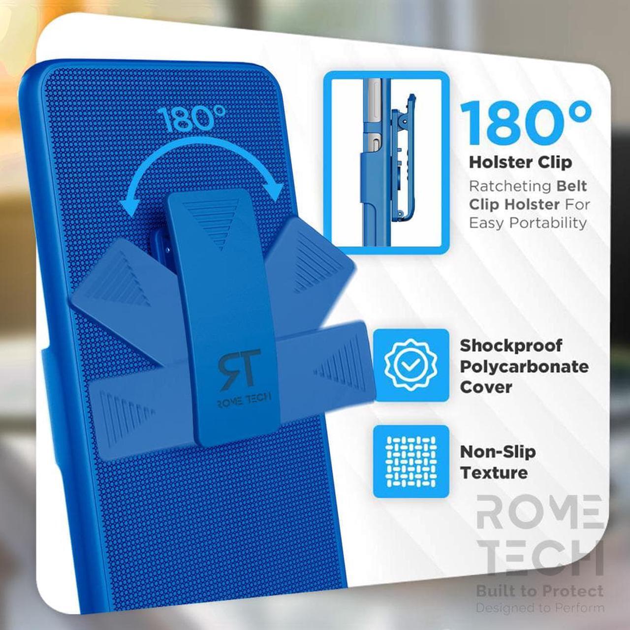 Alt view image 3 of 5 - OnePlus Nord N300 5G 6.49" (2021) Rome Tech Shell Holster Combo Case - Blue