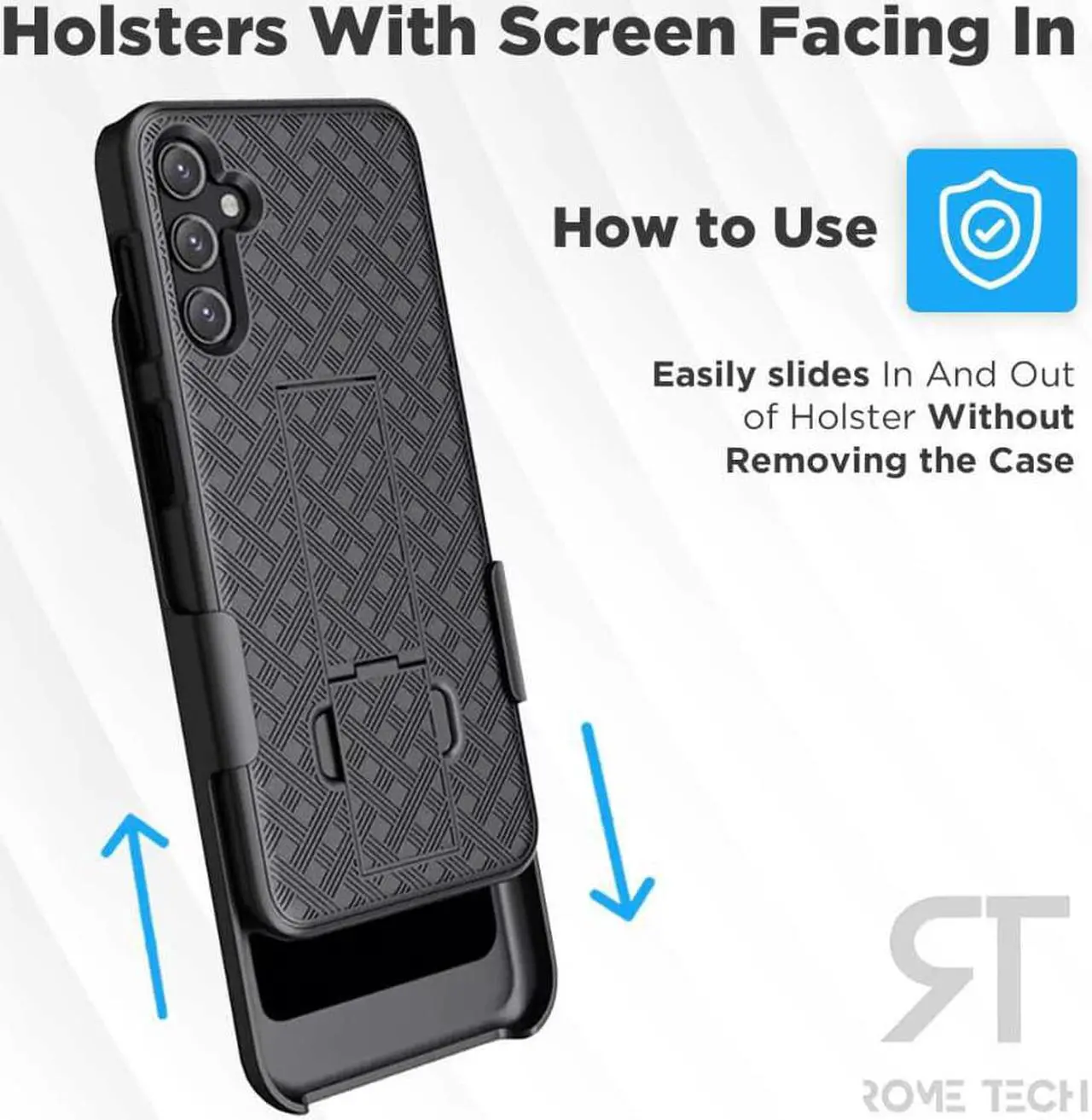 Alt view image 4 of 5 - Samsung Galaxy A14 5G 6.8" (2022) Rome Tech Shell Holster Combo Case - Black