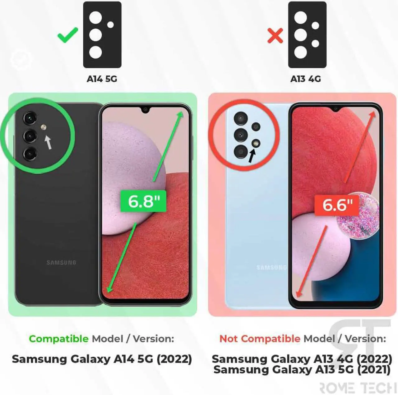 Alt view image 2 of 5 - Samsung Galaxy A14 5G 6.8" (2022) Rome Tech Shell Holster Combo Case - Black