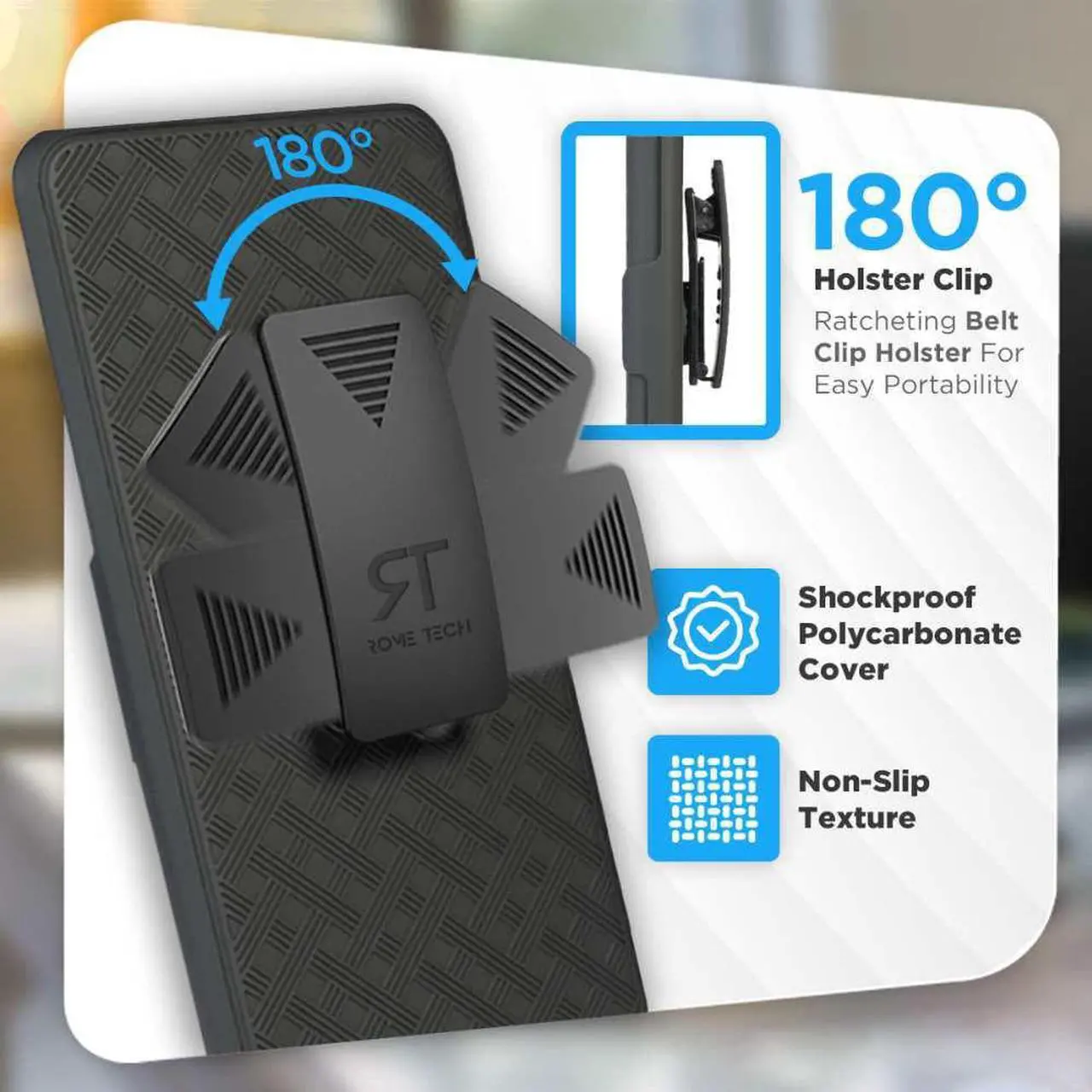 Alt view image 3 of 5 - Samsung Galaxy A14 5G 6.8" (2022) Rome Tech Shell Holster Combo Case - Black