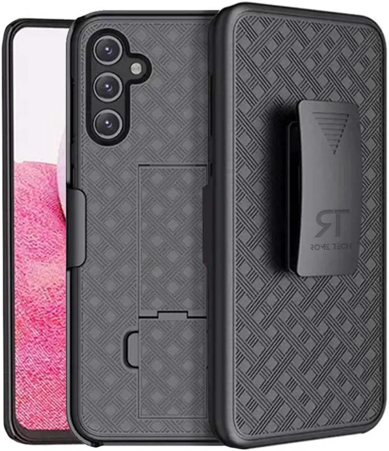 Main image of Samsung Galaxy A14 5G 6.8" (2022) Rome Tech Shell Holster Combo Case - Black