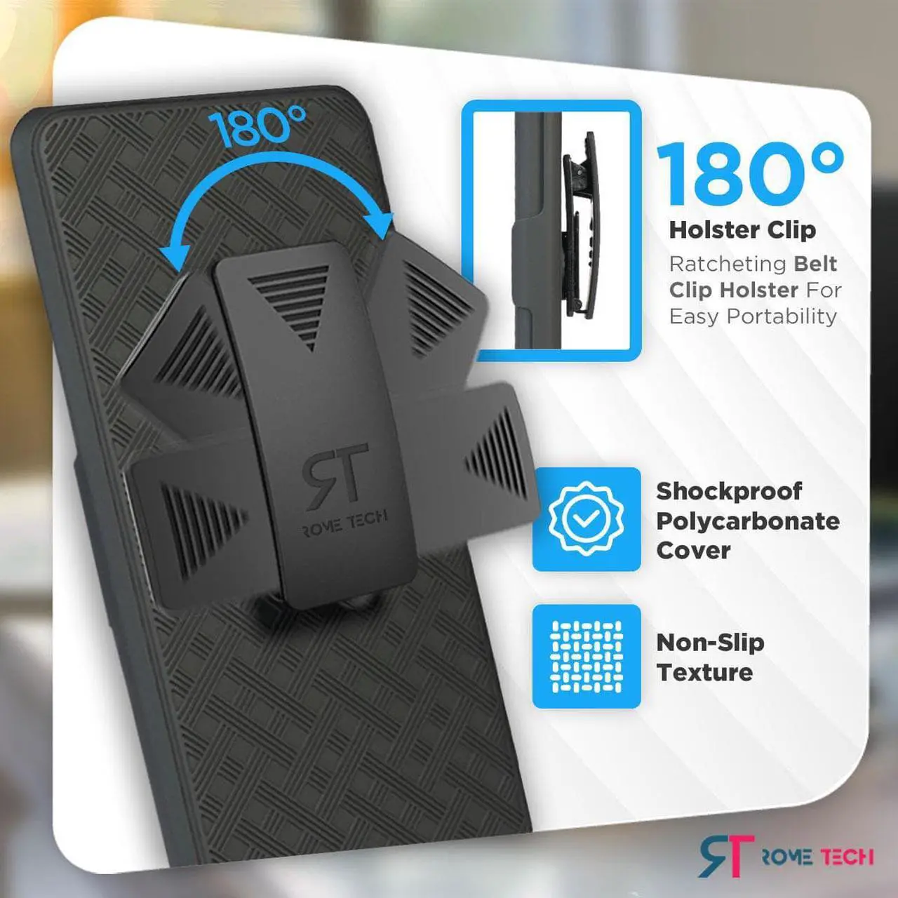Alt view image 3 of 3 - Samsung Galaxy J7 5.5" (1st Gen 2017) Rome Tech Shell Holster Combo Case - Black