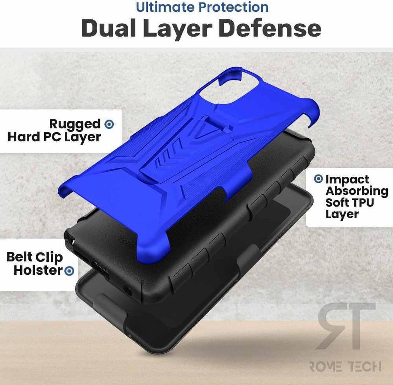 Alt view image 4 of 6 - Apple iPhone 14 Pro 6.1" (2022) Rome Tech Dual-Layer Holster Case - Blue
