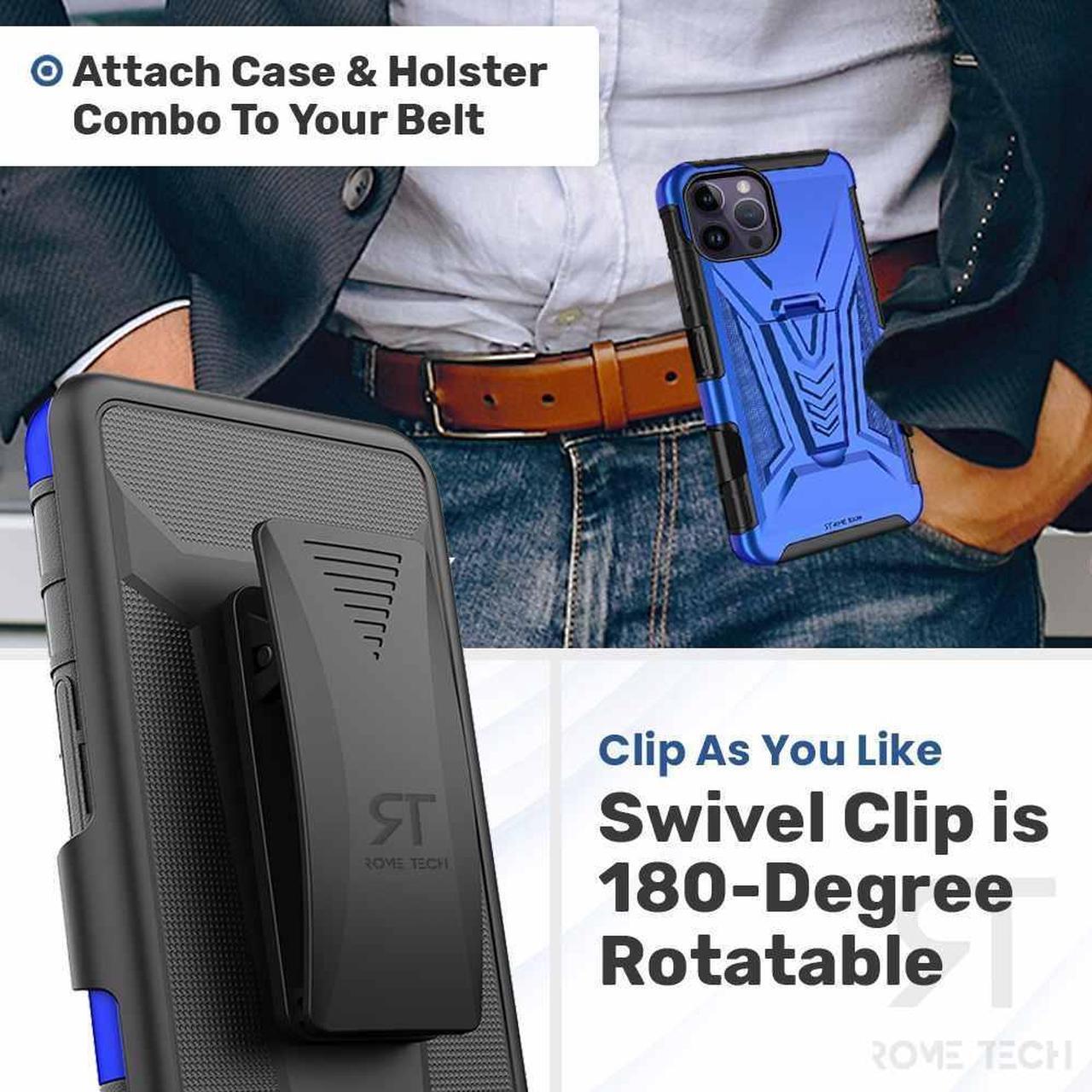 Alt view image 3 of 6 - Apple iPhone 14 Pro 6.1" (2022) Rome Tech Dual-Layer Holster Case - Blue