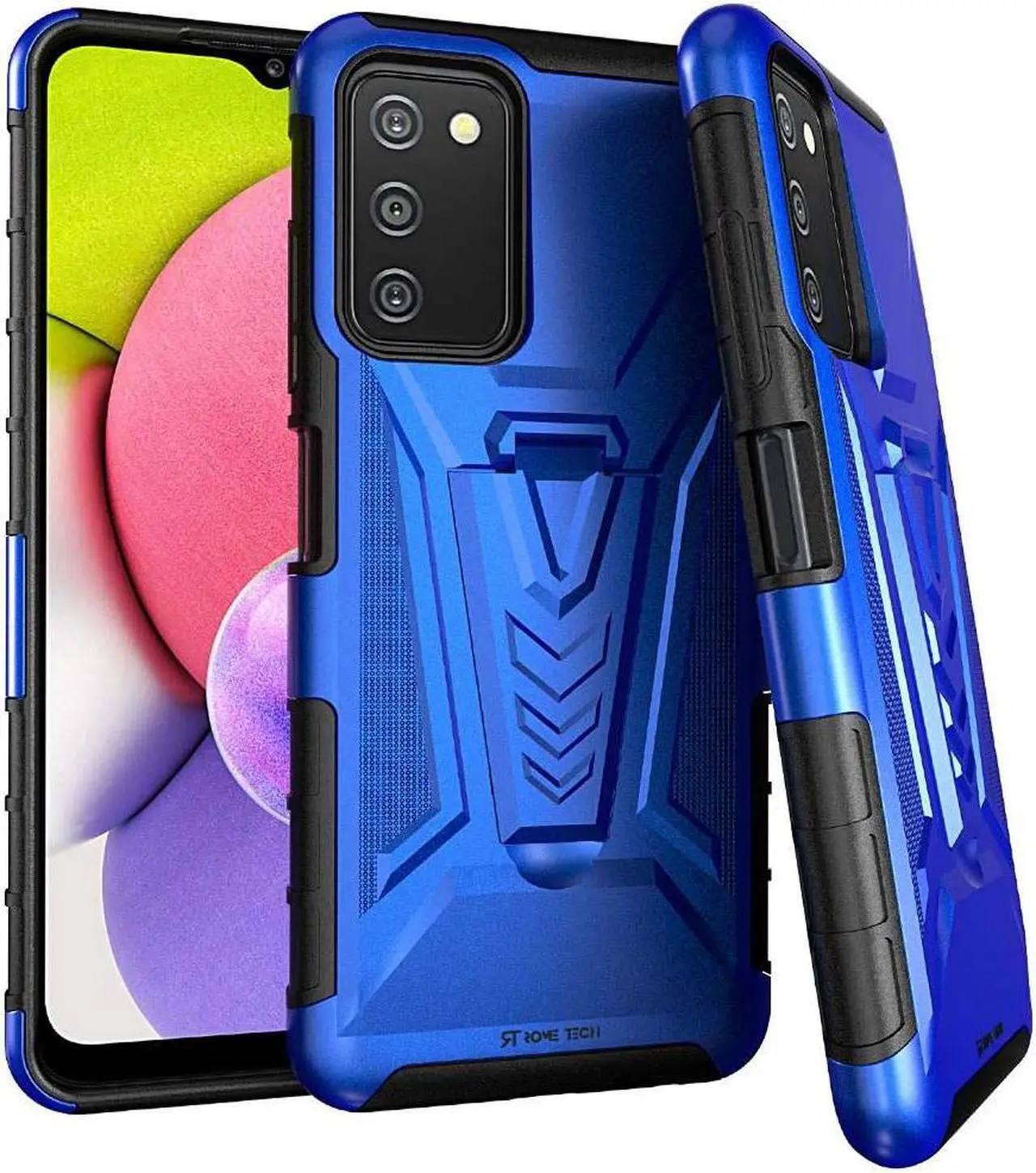 Main image of Samsung Galaxy A03s 6.5" (2021) Rome Tech Dual-Layer Holster Case - Blue