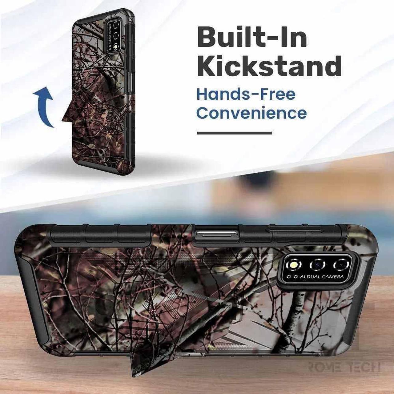 Alt view image 5 of 6 - T-Mobile Revvl V 4G 6.52" (2021) Rome Tech Dual-Layer Holster Case - Camo Tree