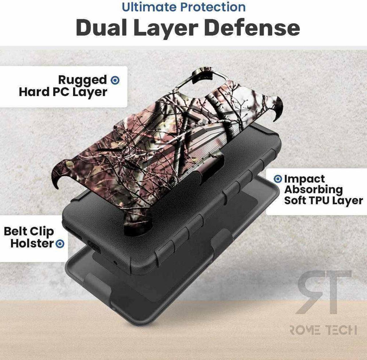 Alt view image 4 of 6 - T-Mobile Revvl V 4G 6.52" (2021) Rome Tech Dual-Layer Holster Case - Camo Tree