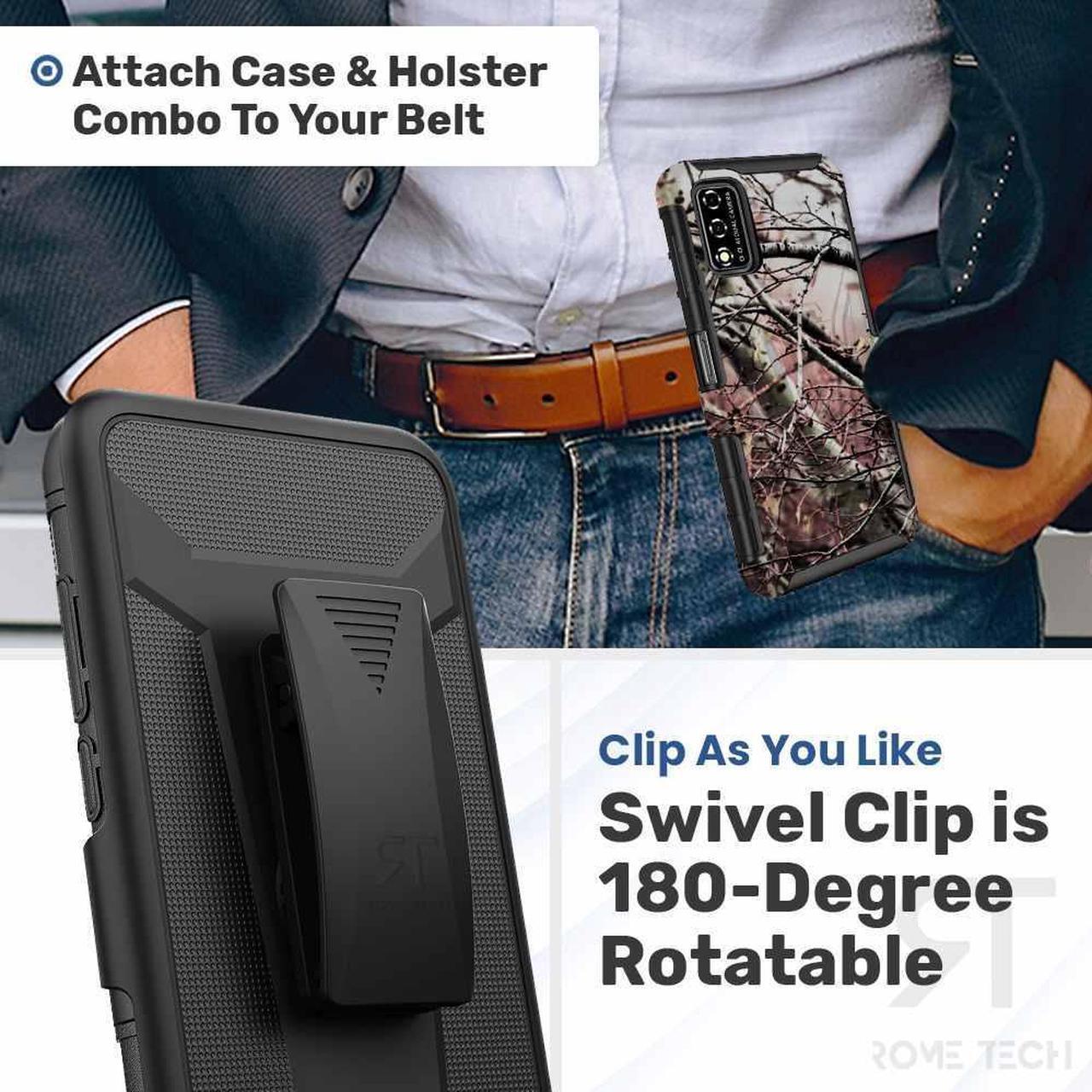 Alt view image 3 of 6 - T-Mobile Revvl V 4G 6.52" (2021) Rome Tech Dual-Layer Holster Case - Camo Tree