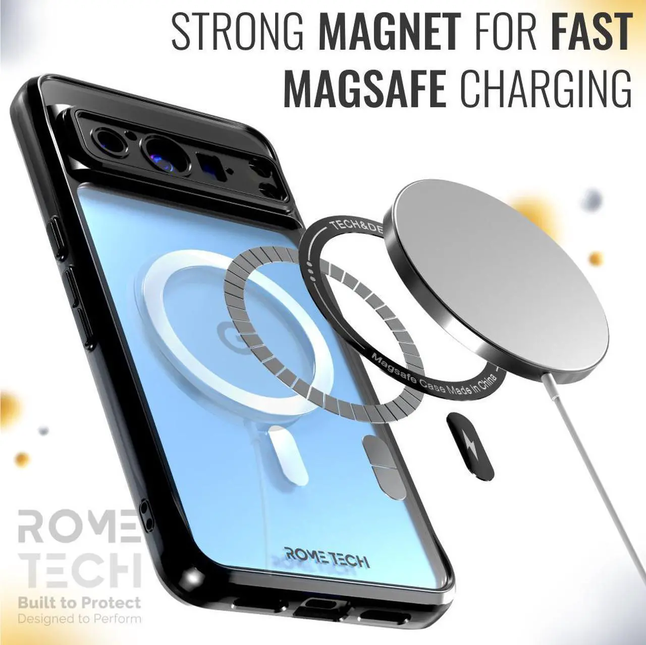 Alt view image 4 of 6 - Google Pixel 8 Pro (2023) Rome Tech Clarity Case w/Magsafe - Black