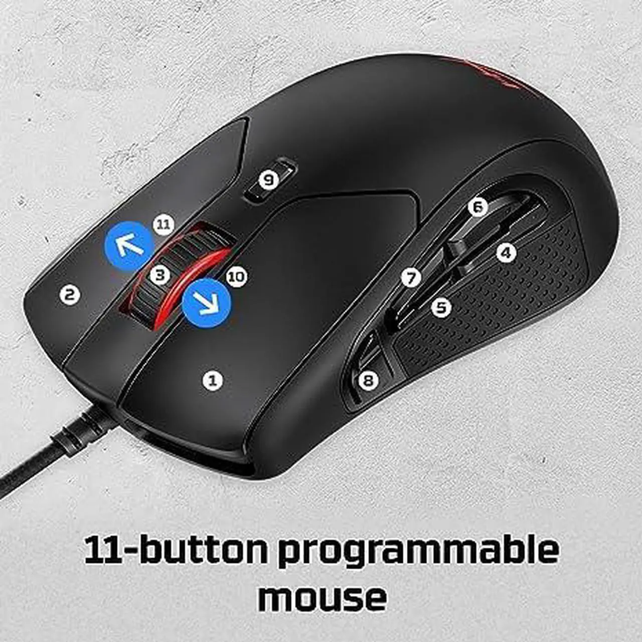 Alt view image 11 of 15 - HyperX Pulsefire Raid – Gaming Mouse, 11 Programmable Buttons, RGB, Ergonomic Design, Comfortable Side Grips, Software-Controlled Customization
