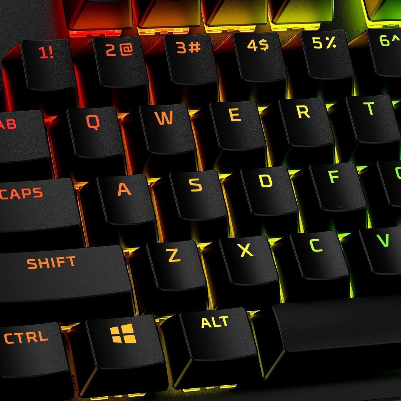 Alt view image 5 of 11 - HyperX PBT Keycaps  Full Key Set, Double Shot PBT Material, English (US) Layout, 104 Keys  Black