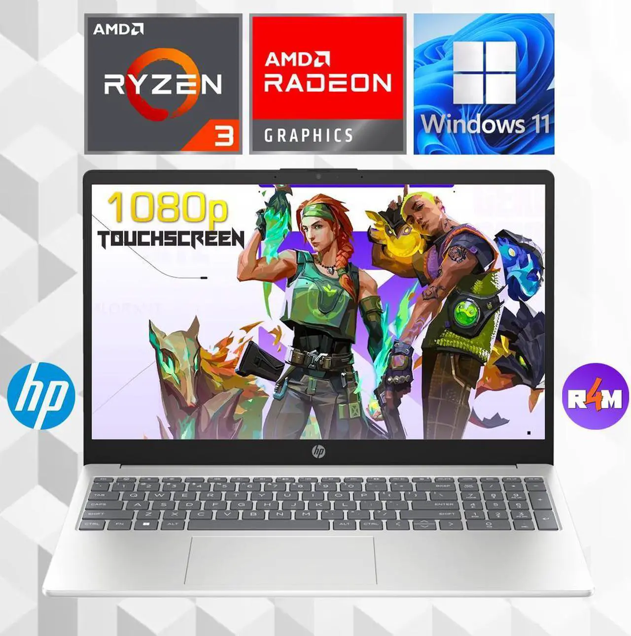 Refurbished: HP 15-fc0030tg 15.6" FHD Touch Laptop AMD Ryzen 3 7320U 2. ...