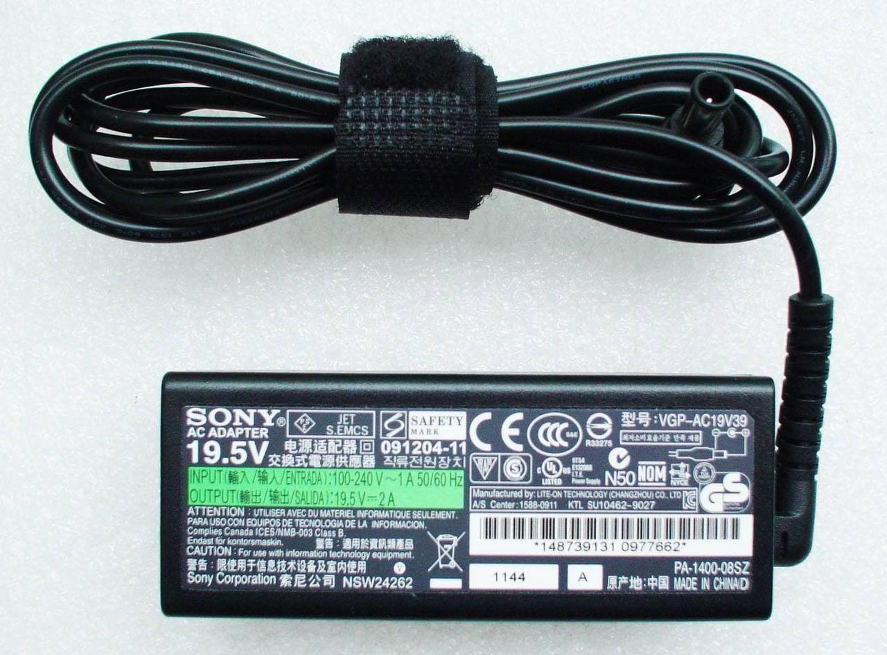 New Genuine Sony AC Adapter Charger VGP-AC19V39 19.5V 2A 39W 6.0*4.4mm with Central Pin Inside