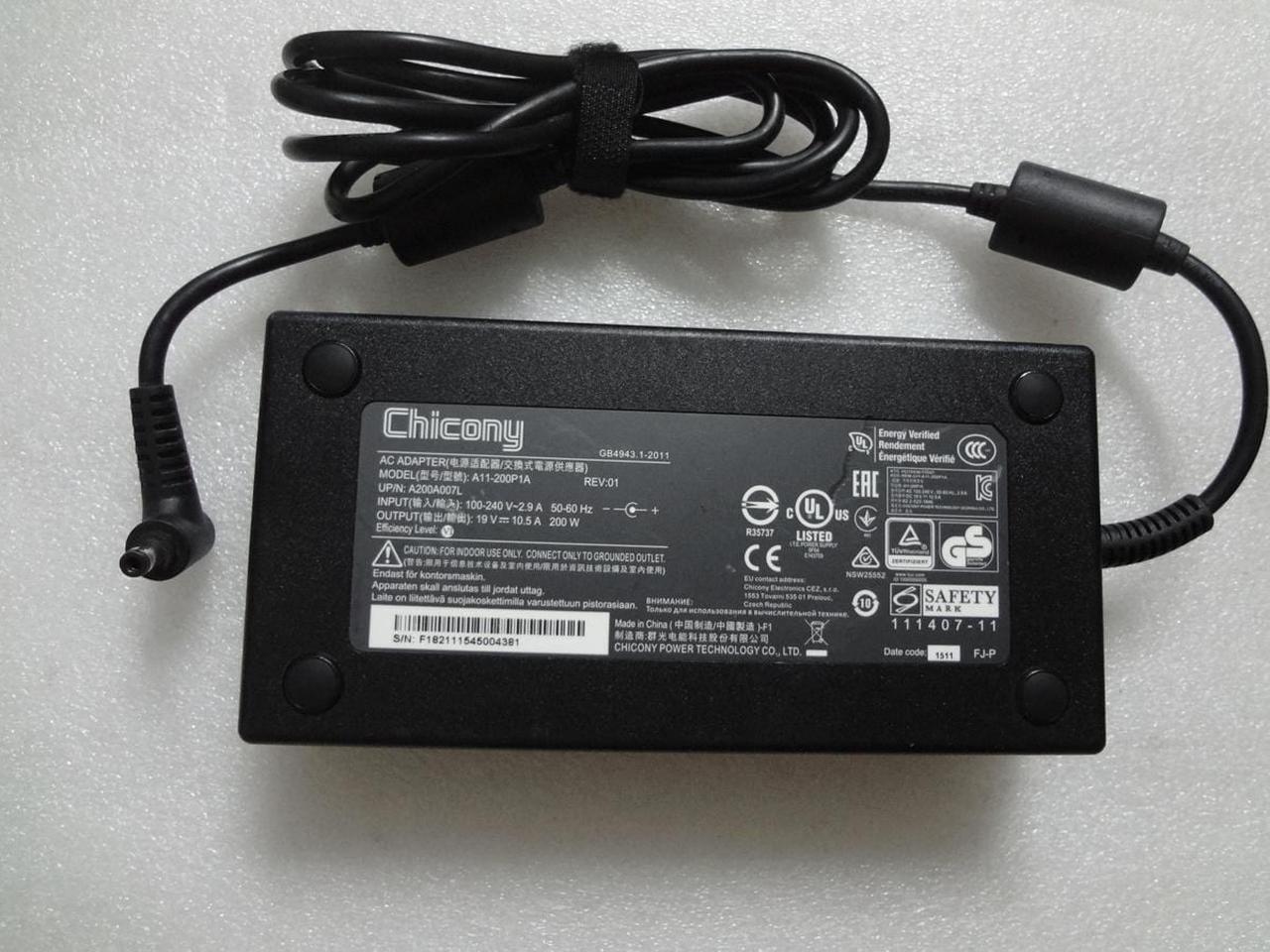 New Genuine CLevo P670HP6-G Gaming Laptop AC Power Adapter Charger 200W