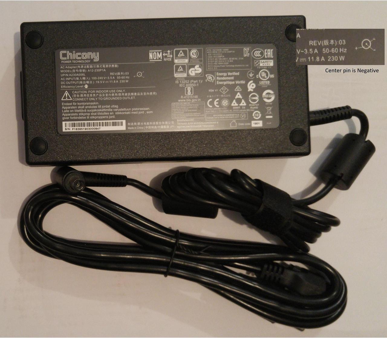 New Genuine Chicony Acer Predator 15 17 G9 AC Adapter Charger 230W