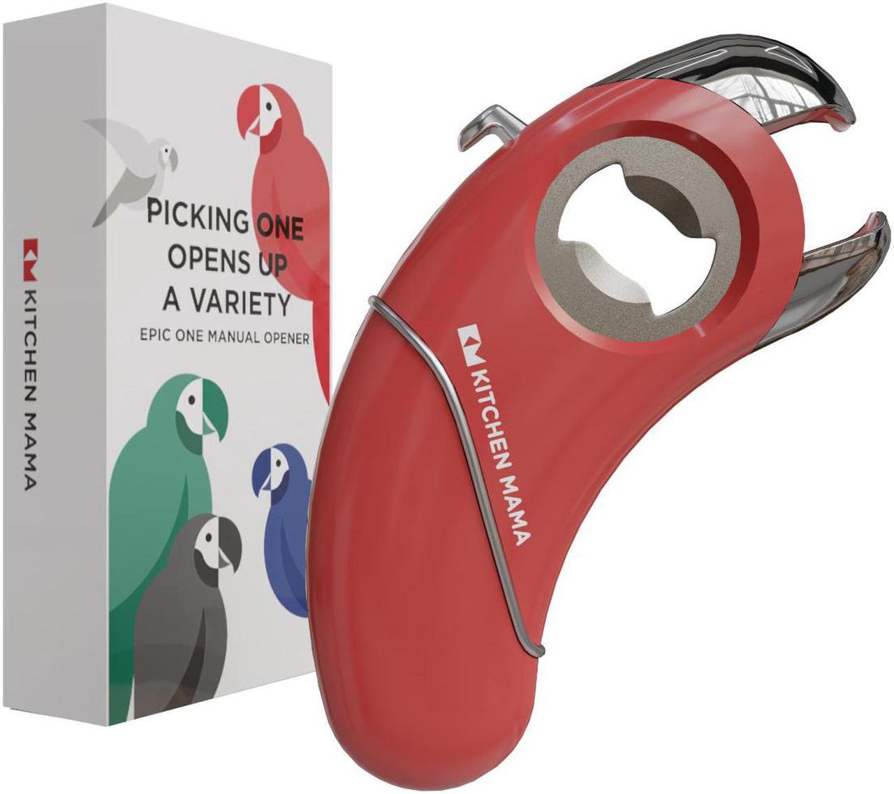 Main image of Kitchen Mama Epic One Multifunctional Opener: A Pick Ergonomic Opener- Magnetic Bottle Opener, Beer & Soda Can Opener, Pull Tab Opener, Jar Opener for Weak Hands and Arthritis, Funny Gift (Red)