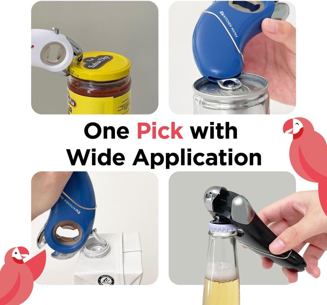 Alt view image 6 of 7 - Kitchen Mama Epic One Multifunction Opener: A Pick Ergonomic Opener- Magnetic Bottle Opener, Beer & Soda Can Opener, Pull Tab Opener, Jar Opener for Weak Hands and Arthritis, Funny Gift (Blue)