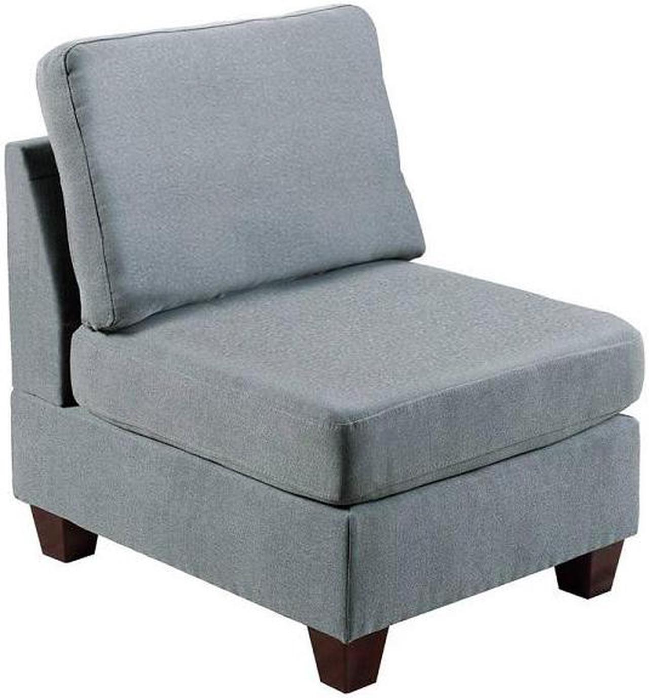 Alt view image 2 of 4 - Stresa Grey 6-Piece Modular Sofa, Loveseat with Ottoman in Linen-Like Fabric