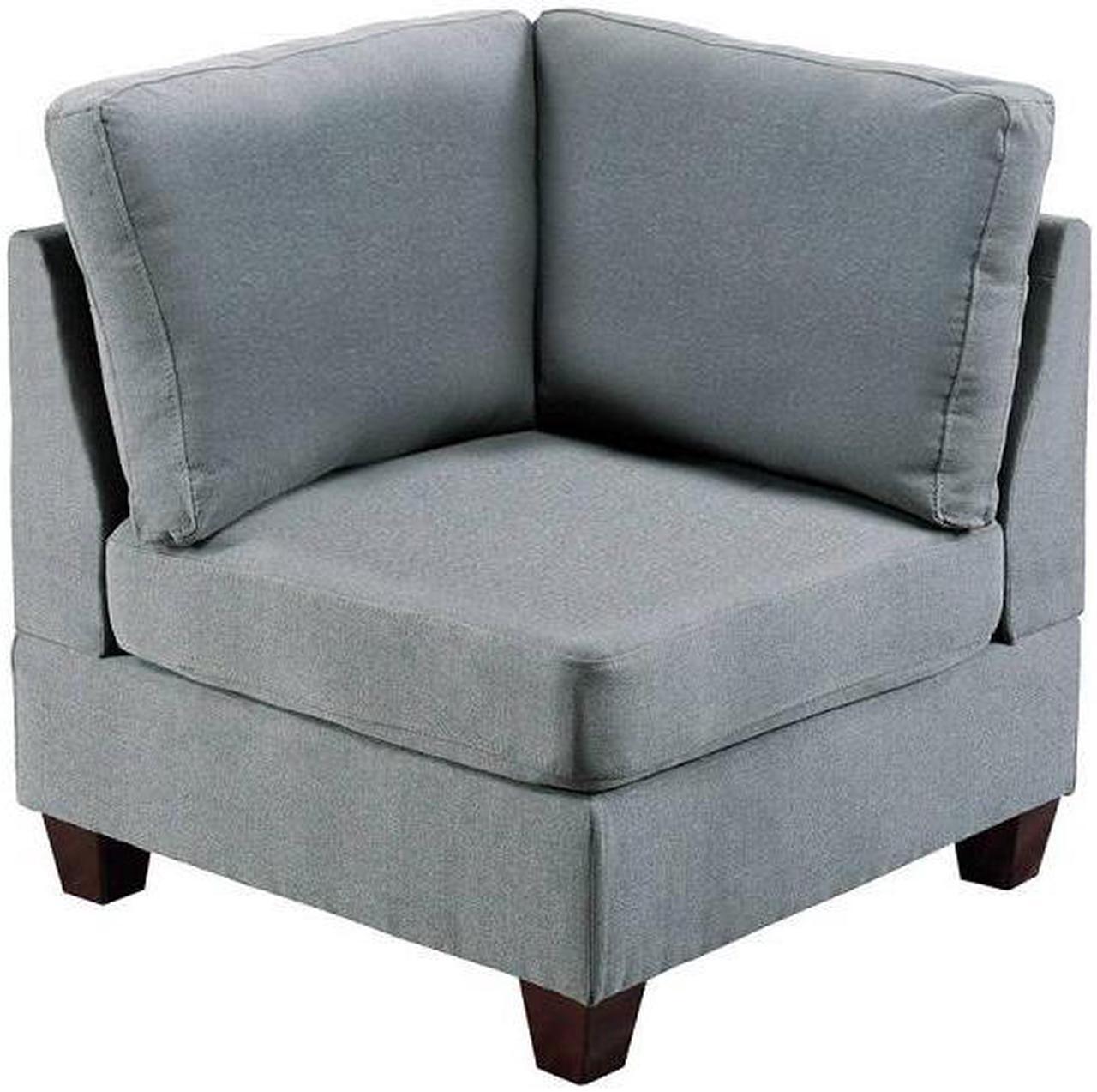 Alt view image 4 of 4 - Stresa Grey 6-Piece Modular Sofa, Loveseat with Ottoman in Linen-Like Fabric