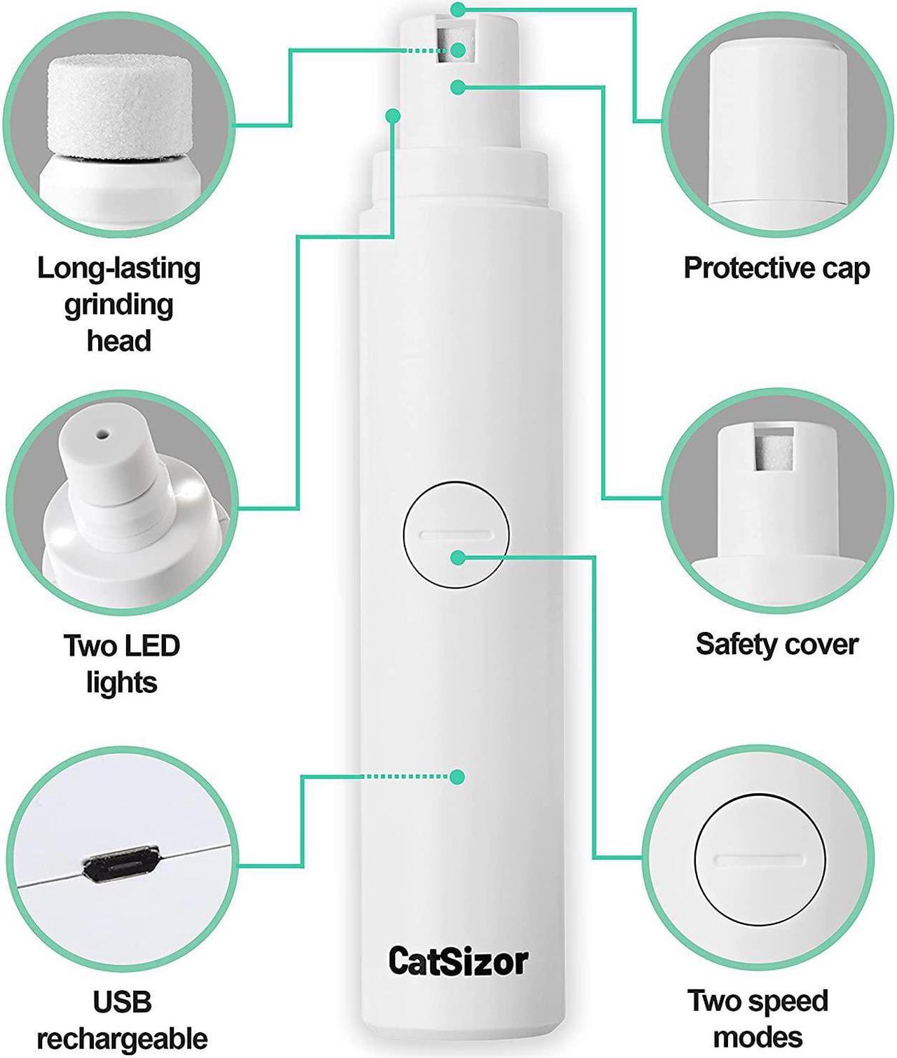 Alt view image 2 of 6 - LuckyTail Cat Paw Protection Nail Grinders / Trimmer plus 2 extra High Quality Grinding Heads - Professional Quiet 2-Speed Rechargeable Electric Pet Grooming & Smoothing Tool Kit Painless Paw Clipper