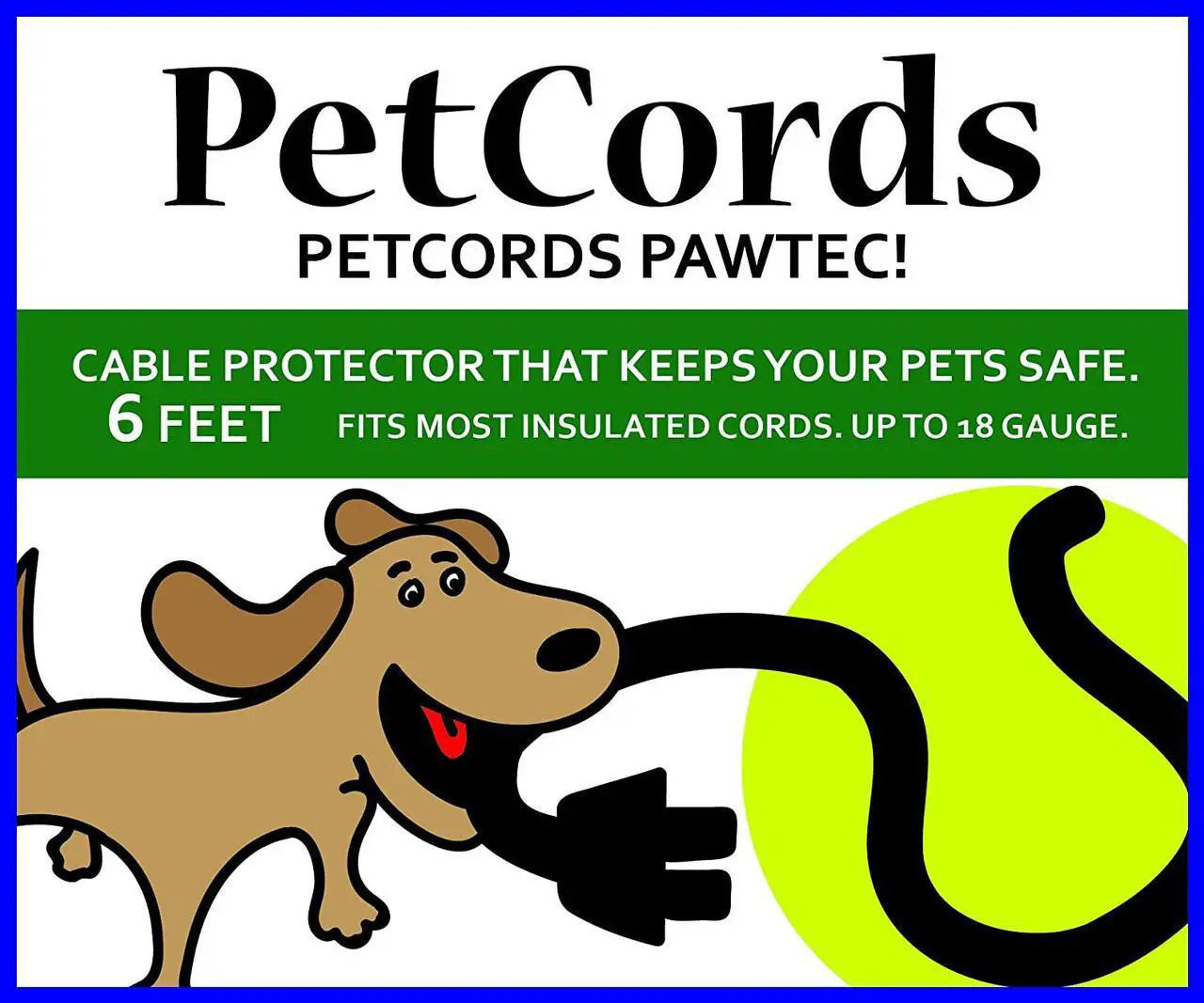 Main image of PetCords Mini 6ft Dog and Cat Cord Protector-Protects Your Pets from Chewing Through Charging Cables. Fits- iPhone, Android and Other USB Cables, Unscented, Odorless