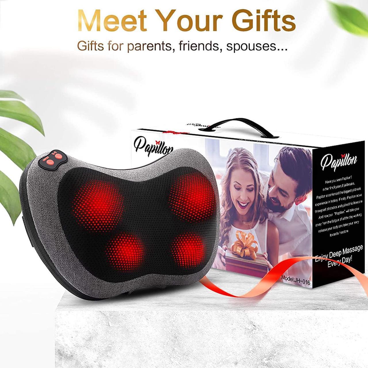 Alt view image 7 of 7 - Papillon Shiatsu Back and Neck Massager with Heat, Deep Tissue Kneading,Electric Massage Pillow for Back,Shoulders,Legs,Foot,Body Muscle Pain Relief,Use at Home,Car,Office
