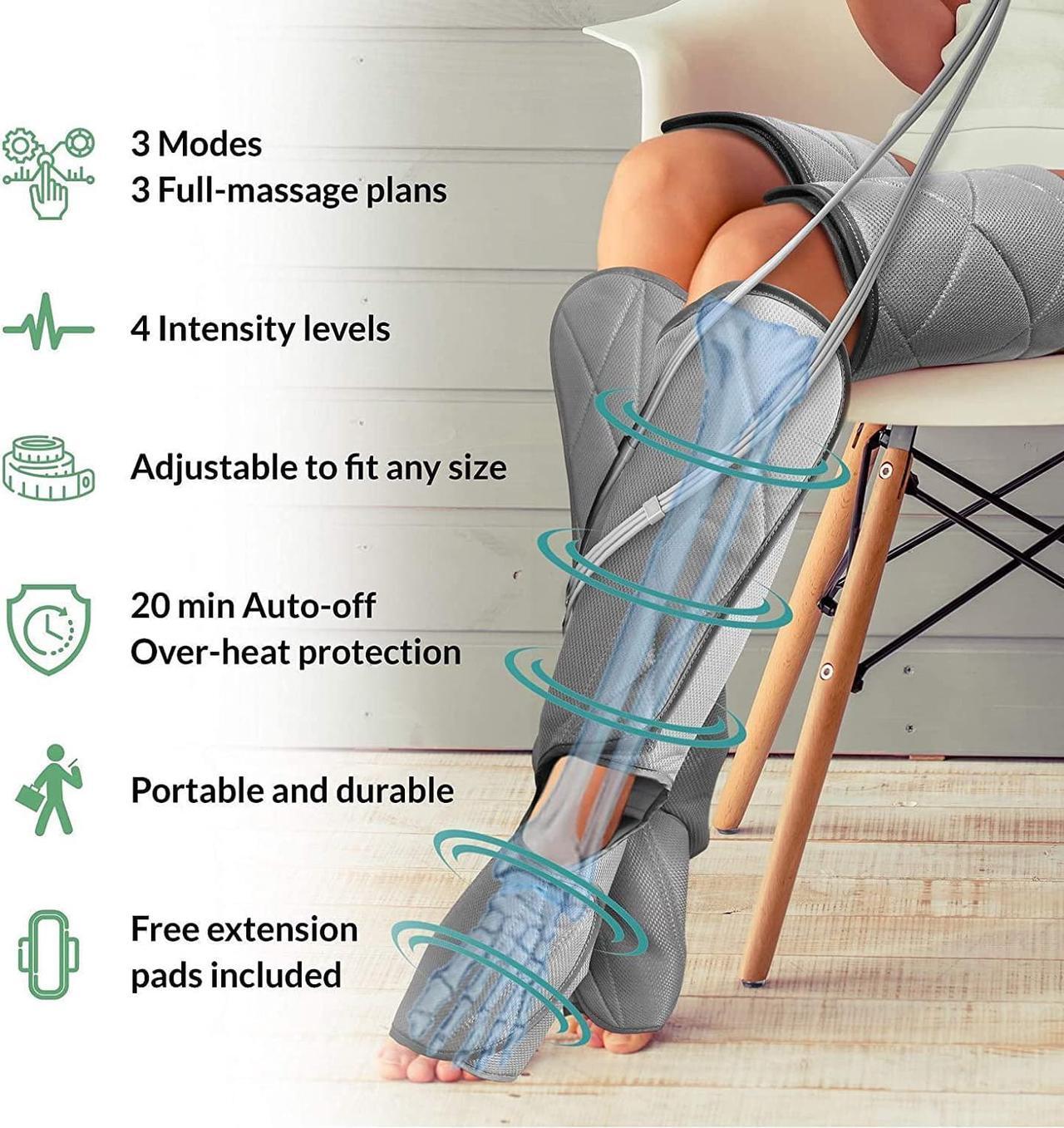 Alt view image 3 of 7 - Leg Massager for Circulation - Foot and Calf Massager, Air Compression Leg Wraps Massage Boots Machine for Home Use Leg Massage - scd Machine for Calf, Thigh and Foot Massager - Stocking Stuffers Gift