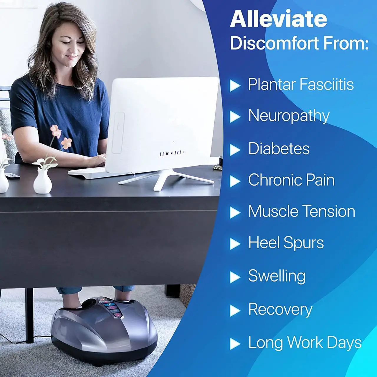 Alt view image 5 of 6 - MIKO Foot Massager Machine with Deep-Kneading, Compression, Shiatsu, and Heat for Plantar Fasciitis, Neuropathy, Fits up to Men Size 13