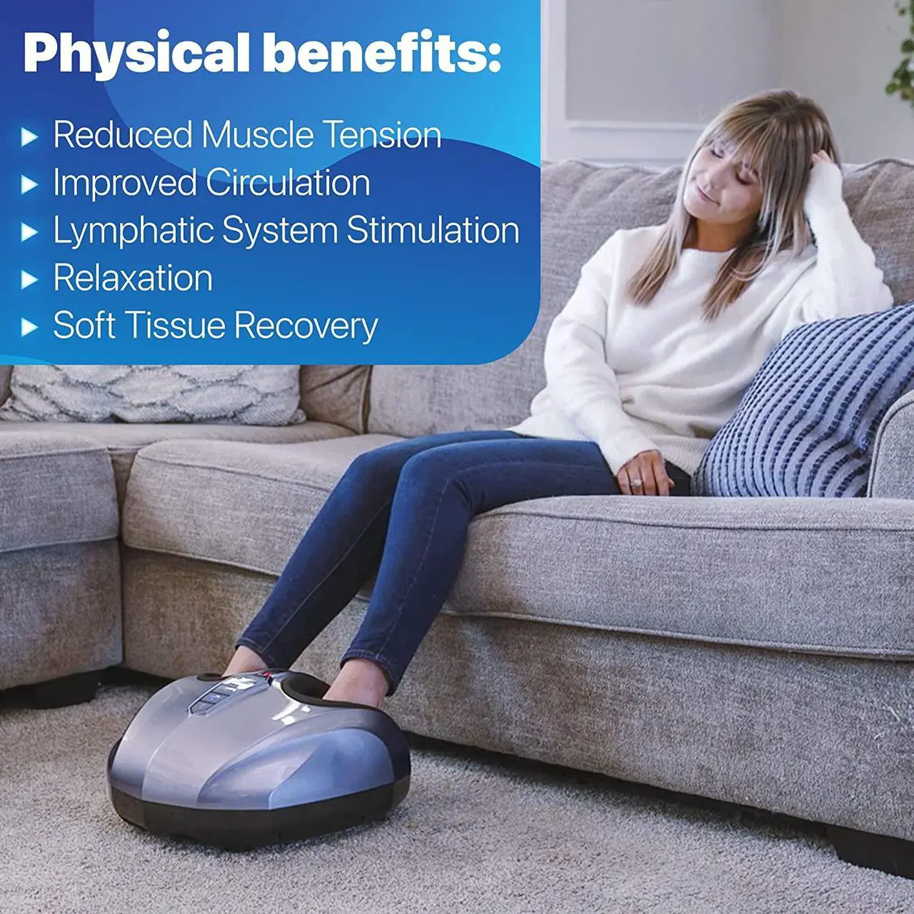 Alt view image 6 of 6 - MIKO Foot Massager Machine with Deep-Kneading, Compression, Shiatsu, and Heat for Plantar Fasciitis, Neuropathy, Fits up to Men Size 13