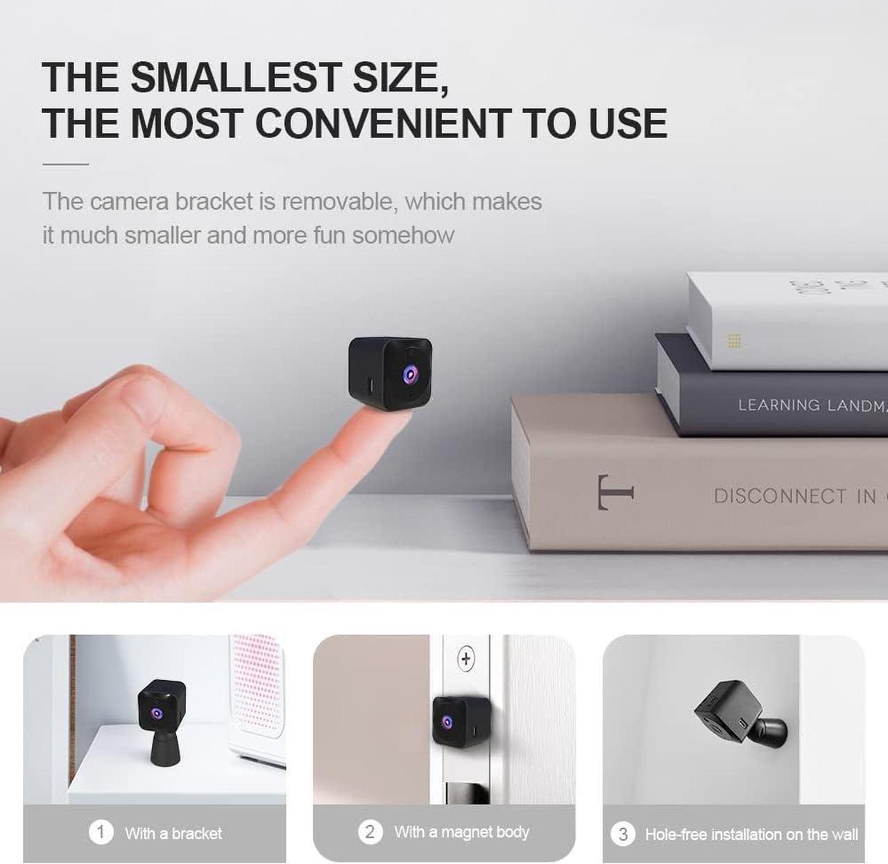 Alt view image 2 of 6 - Mini Camera for Home 4K HD Indoor Battery Mini Cameras Wireless WiFi Security Camera Pet Camera APP Control Smallest Surveillance Camera for Room Nanny Cam with Motion Detection Night Vision