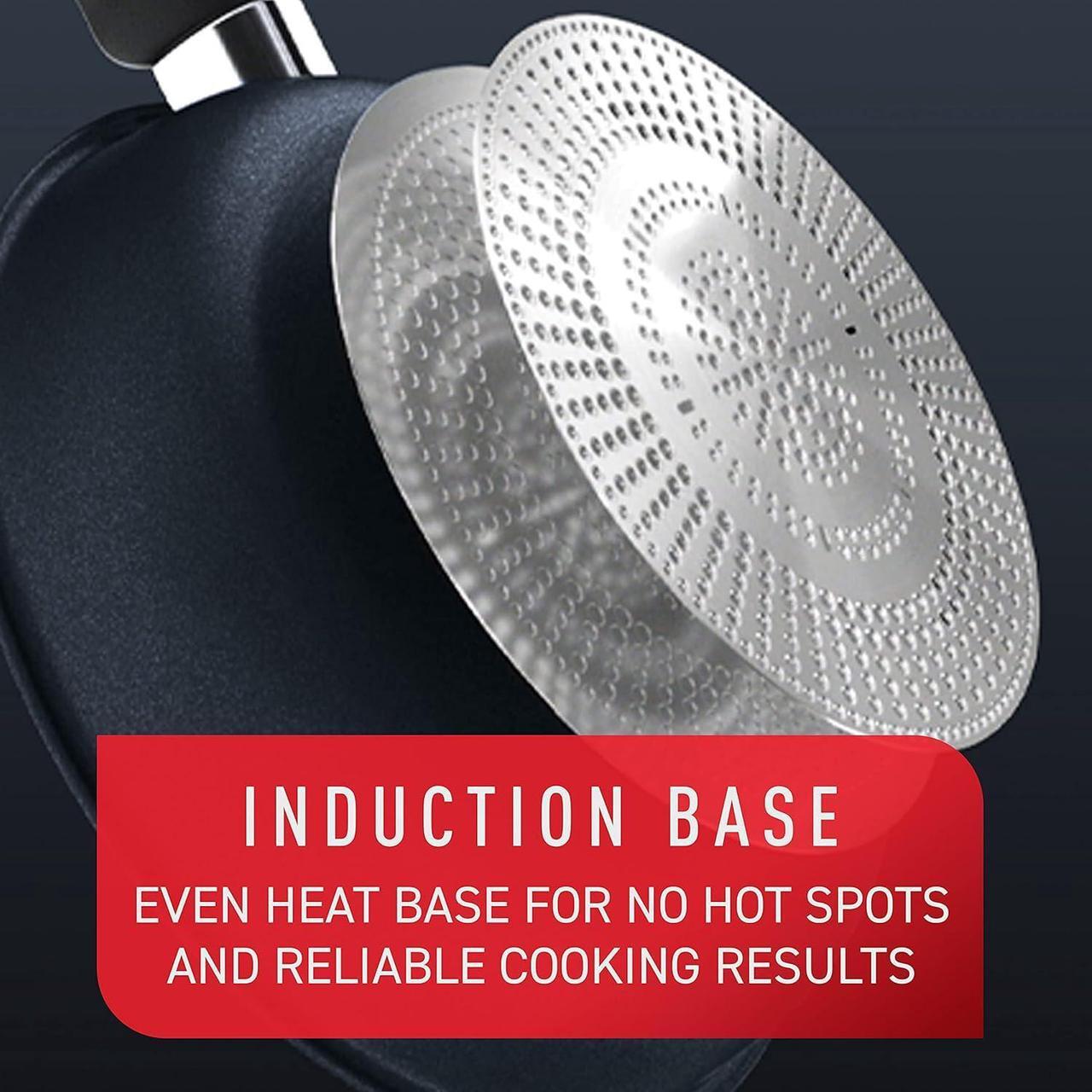 Alt view image 6 of 7 - T-fal Platinum Non Stick Cookware Set 12 Piece, Induction, Oven Broiler Safe 500F, Kitchen Cooking Set W/ Fry Pans, Saucepans, Saute Pan, Dutch Oven, Utensils, Pots and Pans, Dishwasher Safe, Slate