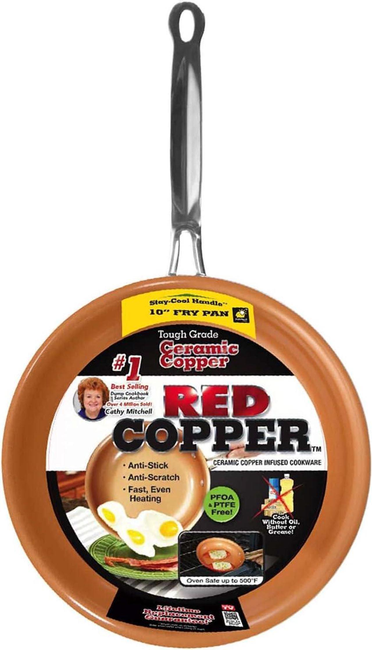 Main image of Red Copper 10 inch Pan by BulbHead Ceramic Copper Infused Non-Stick Fry Pan Skillet Scratch Resistant Without PFOA and PTFE Heat Resistant From Stove To Oven Up To 500 Degrees