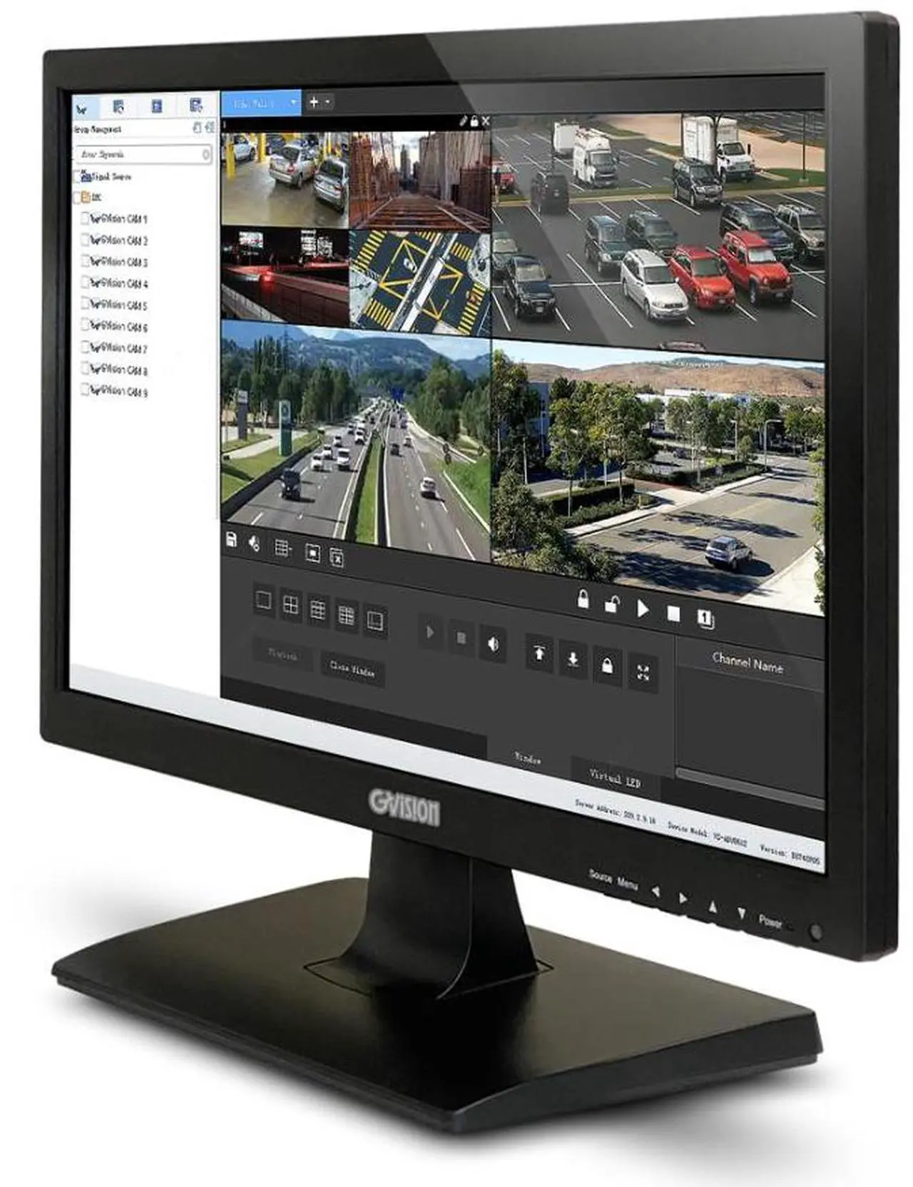 Alt view image 2 of 5 - 19in CCTV Monitor, Desktop, VGA + HDMI + BNC In + BNC Out + Stereo Audio In, HD 1920x1080, 300 Nits, 1000:1 Contrast, Speakers (2 x 2W), 100mm VESA, Black