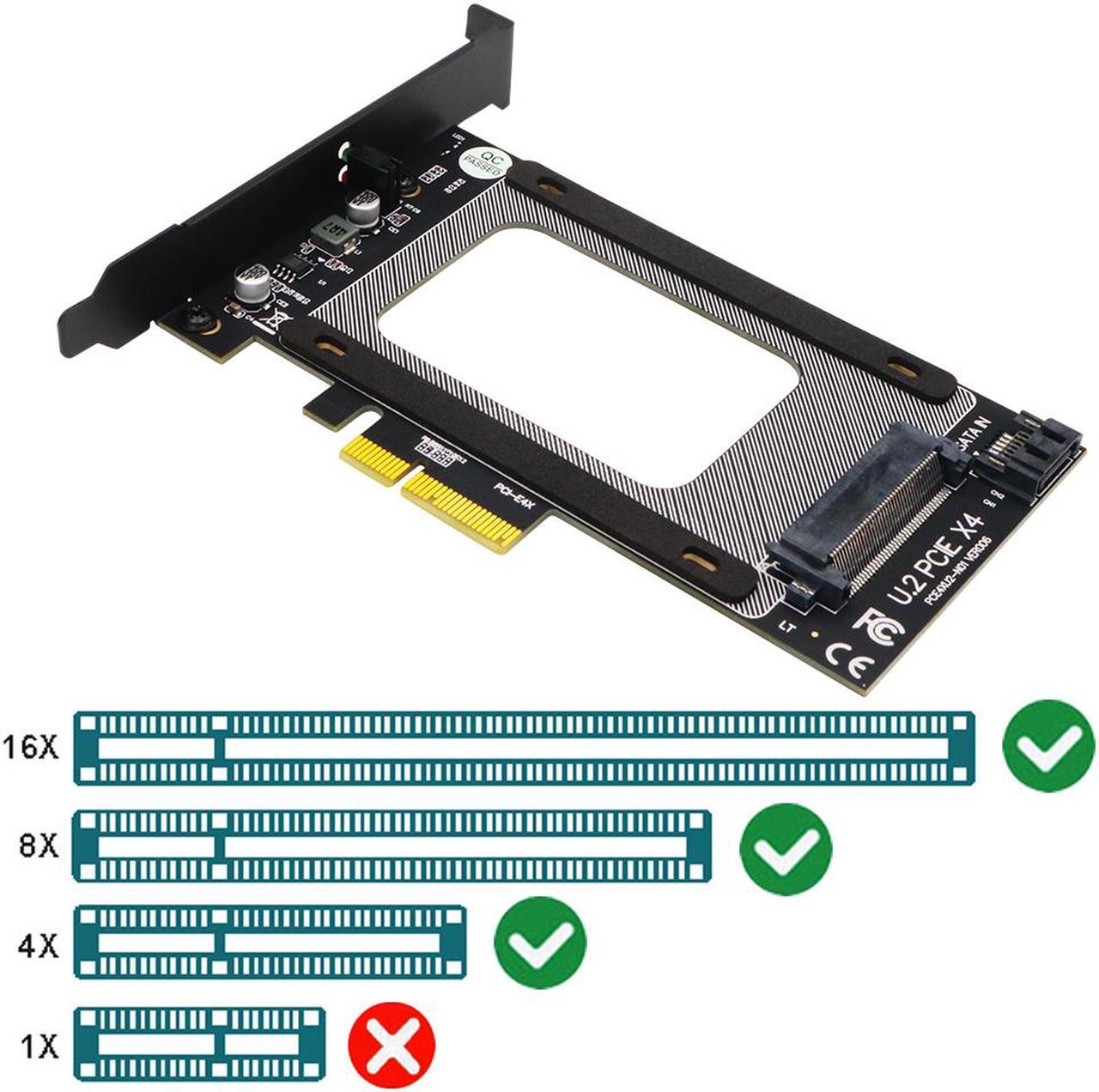 PCI-E Riser 3.0 4X to U.2 SFF-8639 Adapter PCIe U.2 SSD to PCI Express Card Support U.2 SSD 2.5" SATA SSD to PCI-E X4 Riser Card