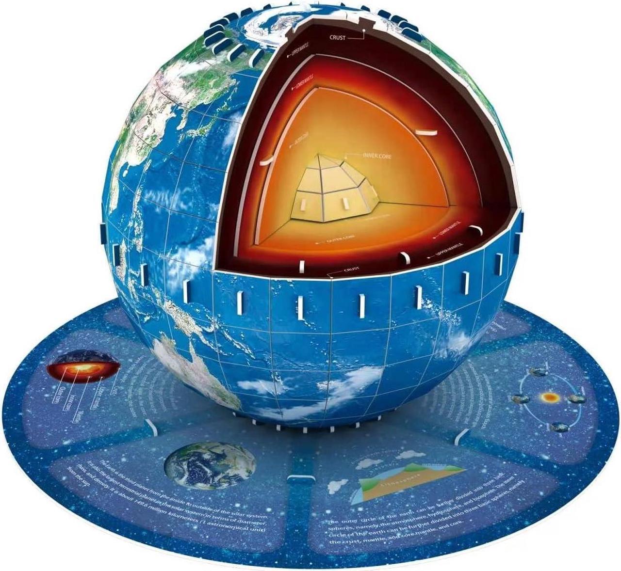 Main image of Sourcingbay Educational 3D Earth Globe Puzzle Kit for Kids 8-14, Geography Learning Toy, 50-Piece DIY Jigsaw World Map Model - Birthday Gift for Boys and Girls!
