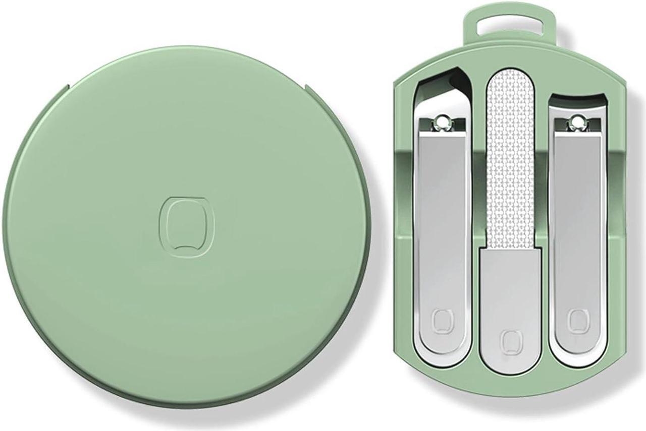 Main image of Sourcingbay Portable 3-in-1 Stainless Steel Manicure Set with Macaron Green Carrying Case - Includes Nail Clippers, Nail Files, and Cuticle Trimmer - Ideal Travel Nail Cutter Kit for Men and Women