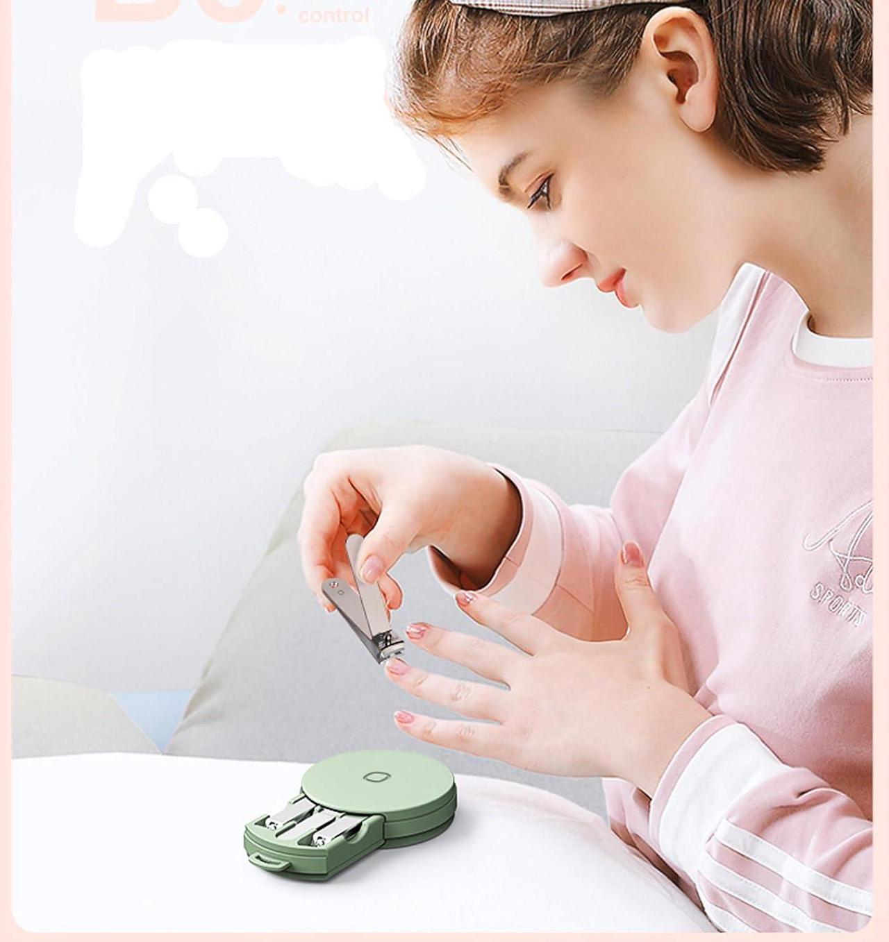 Alt view image 2 of 7 - Sourcingbay Portable 3-in-1 Stainless Steel Manicure Set with Macaron Green Carrying Case - Includes Nail Clippers, Nail Files, and Cuticle Trimmer - Ideal Travel Nail Cutter Kit for Men and Women